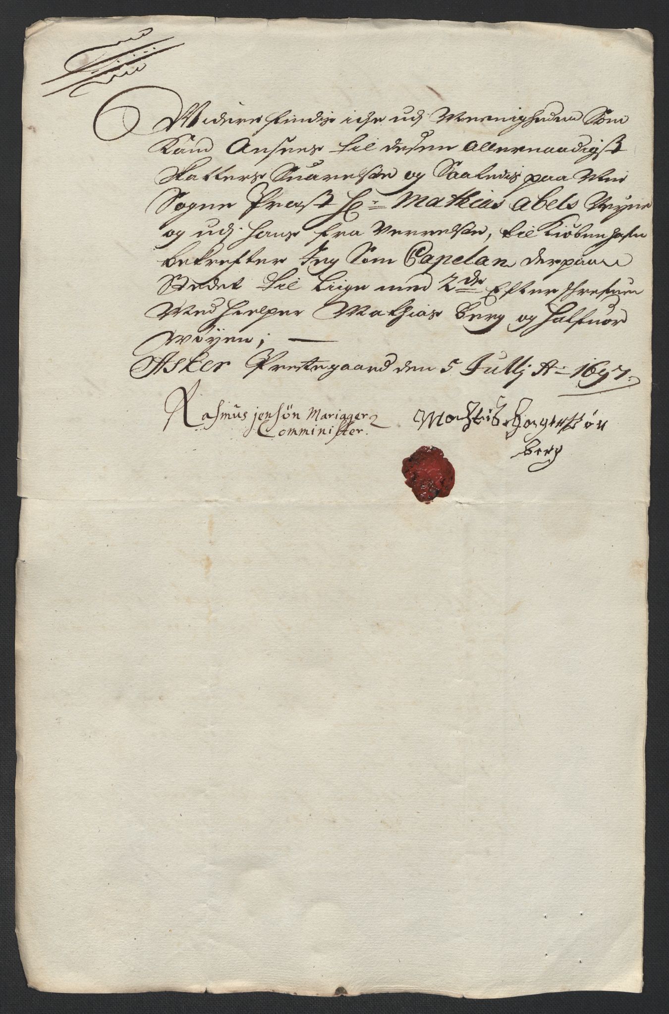 Rentekammeret inntil 1814, Reviderte regnskaper, Fogderegnskap, AV/RA-EA-4092/R10/L0440: Fogderegnskap Aker og Follo, 1696-1697, p. 383