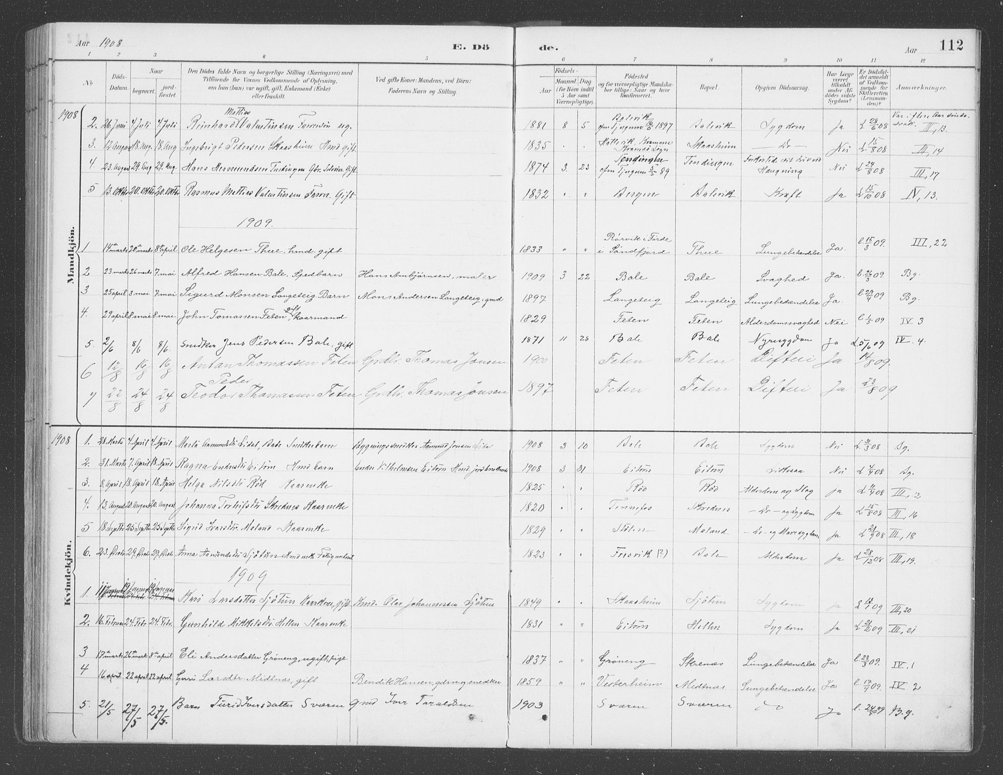 Balestrand sokneprestembete, AV/SAB-A-79601/H/Haa/Haab/L0001: Parish register (official) no. B  1, 1889-1910, p. 112