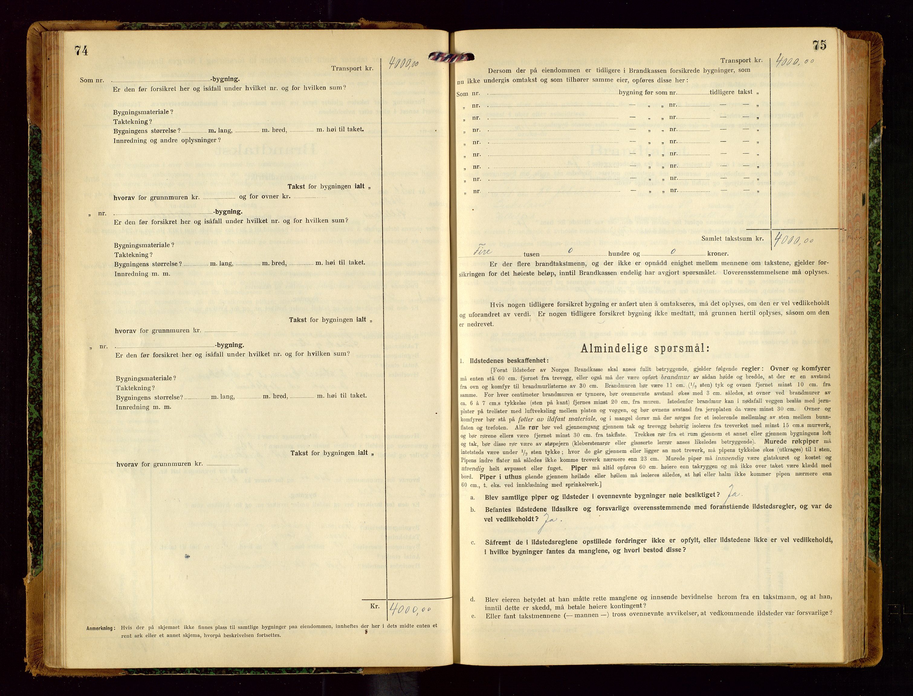 Helleland lensmannskontor, AV/SAST-A-100209/Gob/L0002: "Brandtakstprotokoll", 1921-1930, p. 74-75