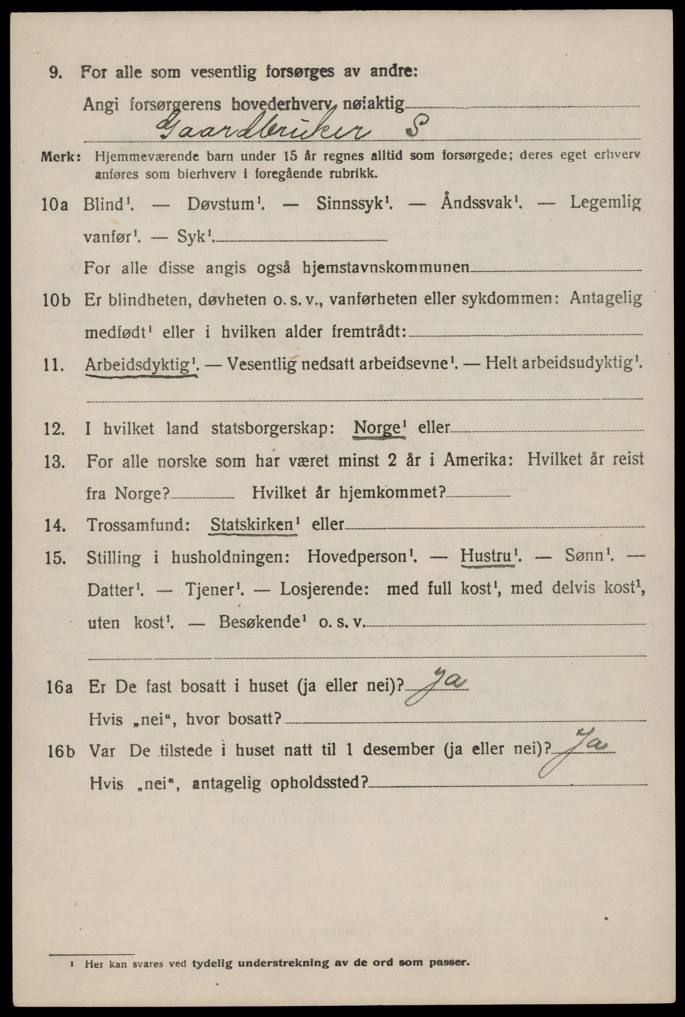 SAST, 1920 census for Nedstrand, 1920, p. 2476