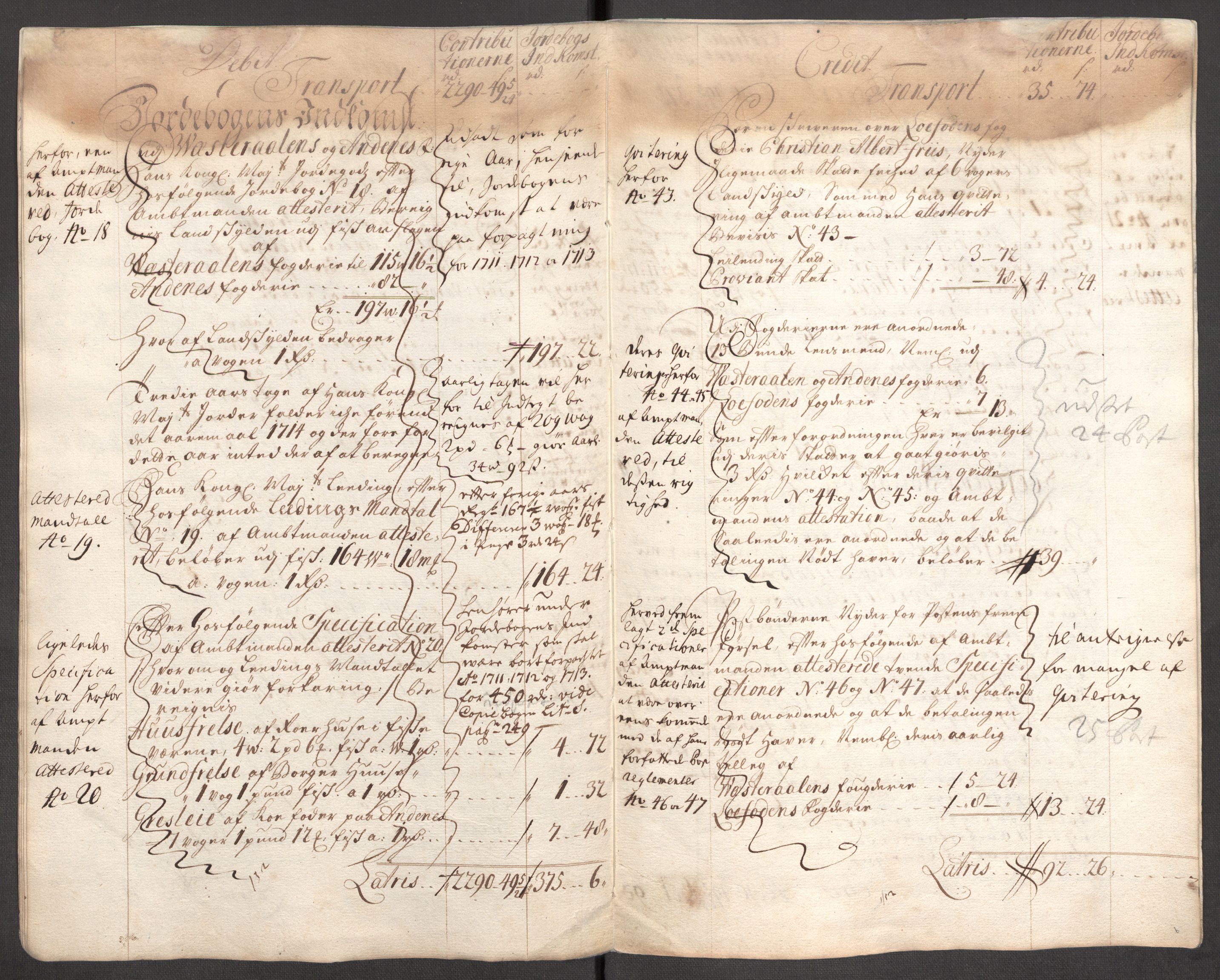 Rentekammeret inntil 1814, Reviderte regnskaper, Fogderegnskap, AV/RA-EA-4092/R67/L4679: Fogderegnskap Vesterålen, Andenes og Lofoten, 1711-1713, p. 72