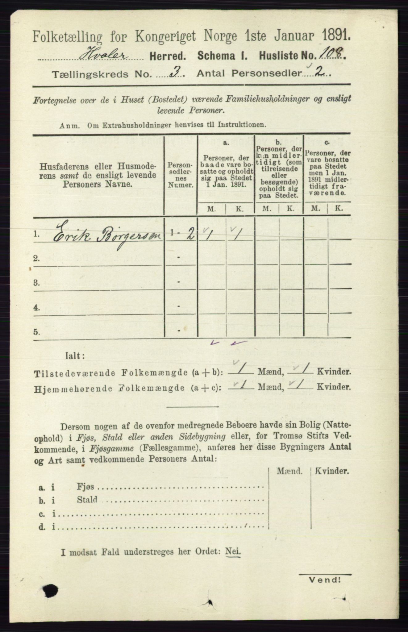 RA, 1891 census for 0111 Hvaler, 1891, p. 1850