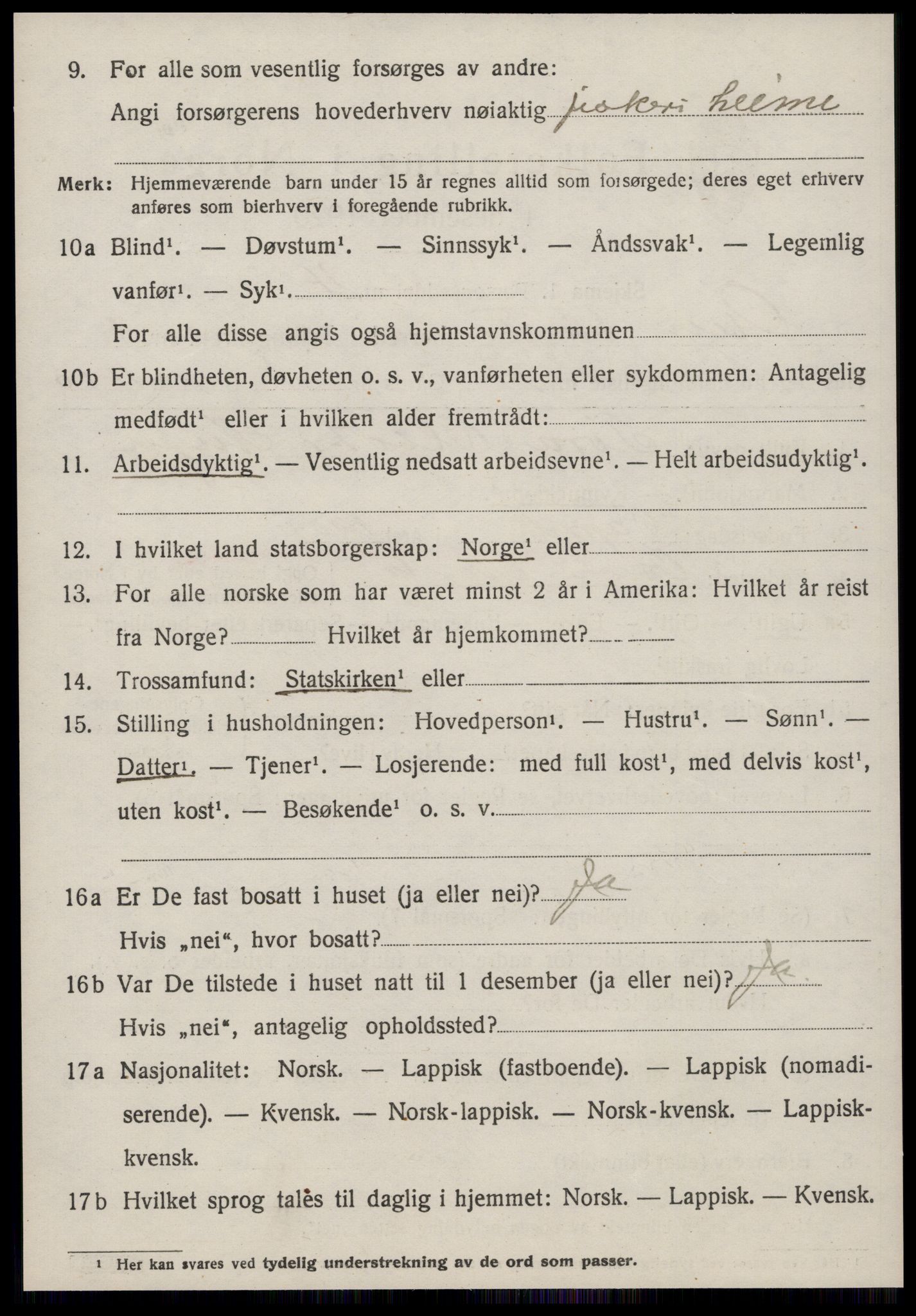 SAT, 1920 census for Osen, 1920, p. 1154