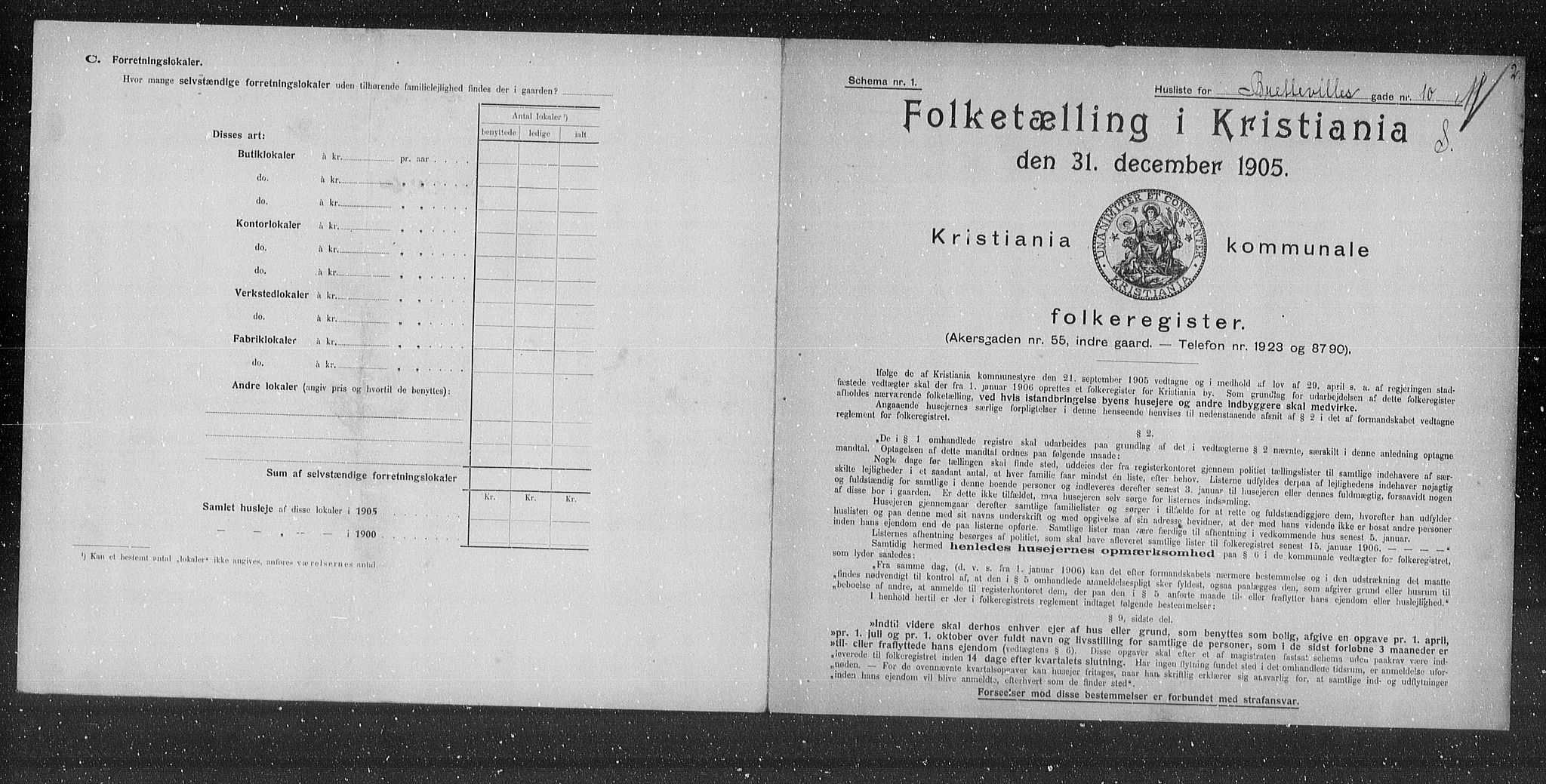 OBA, Municipal Census 1905 for Kristiania, 1905, p. 4379