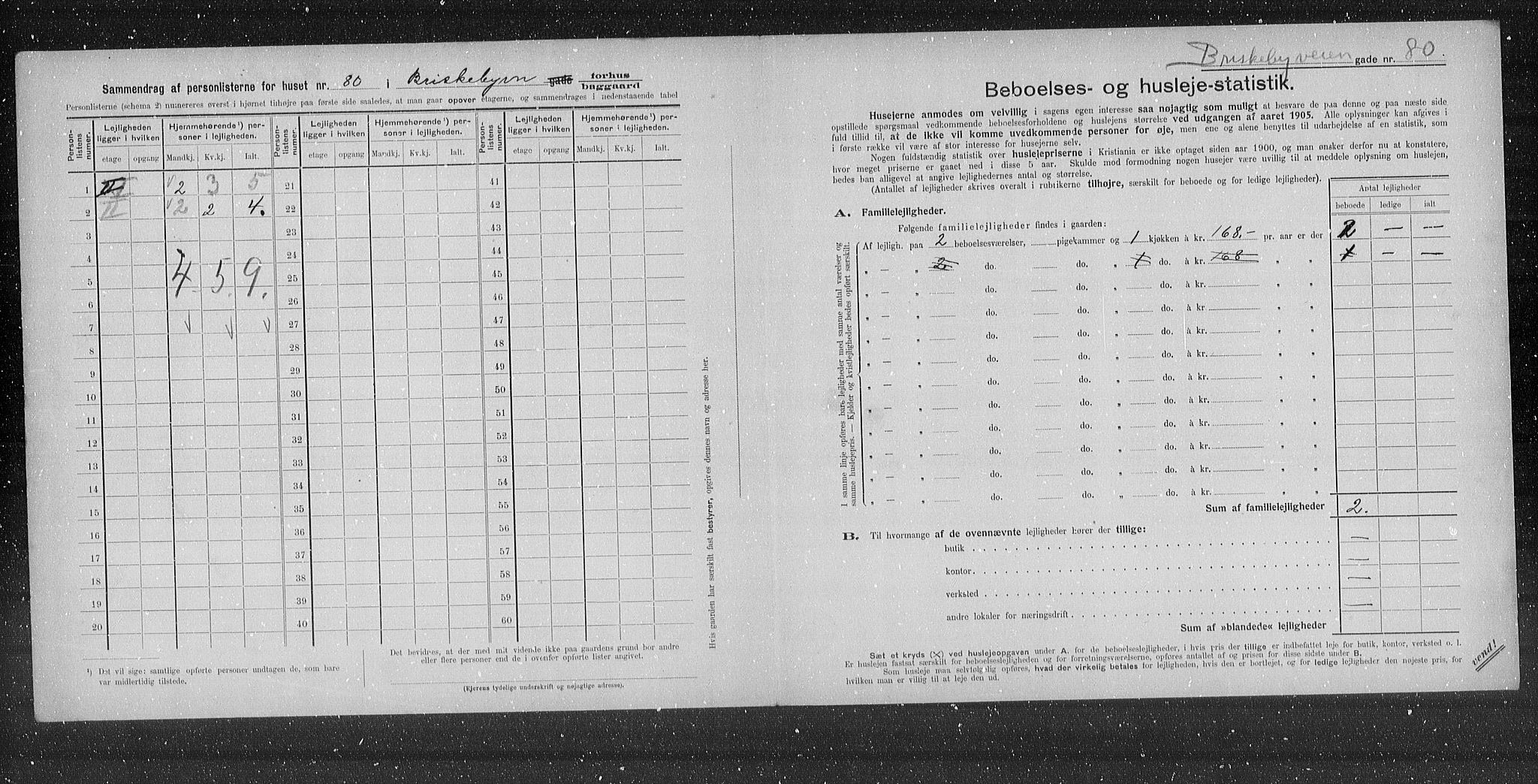 OBA, Municipal Census 1905 for Kristiania, 1905, p. 4847