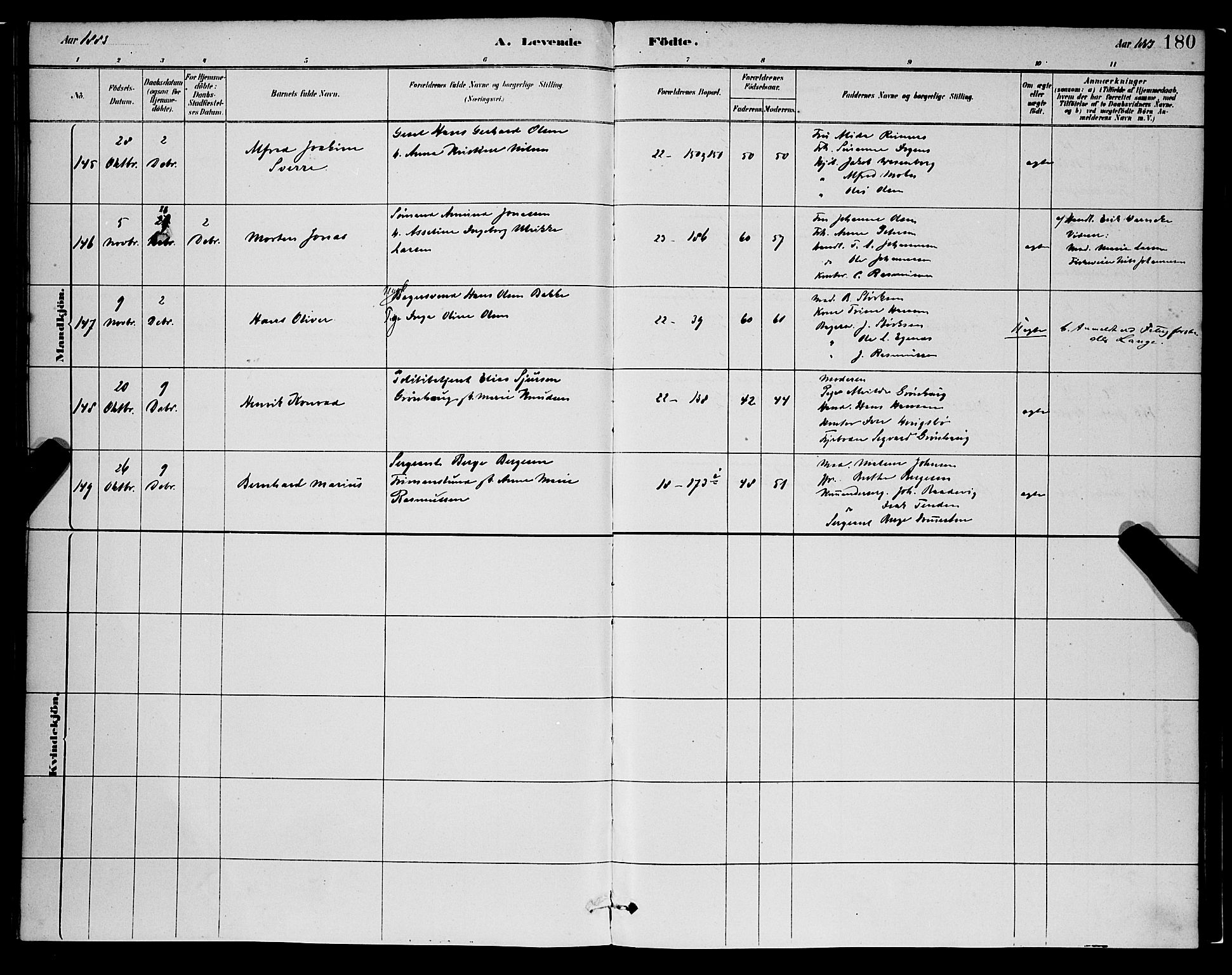 Korskirken sokneprestembete, SAB/A-76101/H/Hab: Parish register (copy) no. B 8, 1878-1887, p. 180