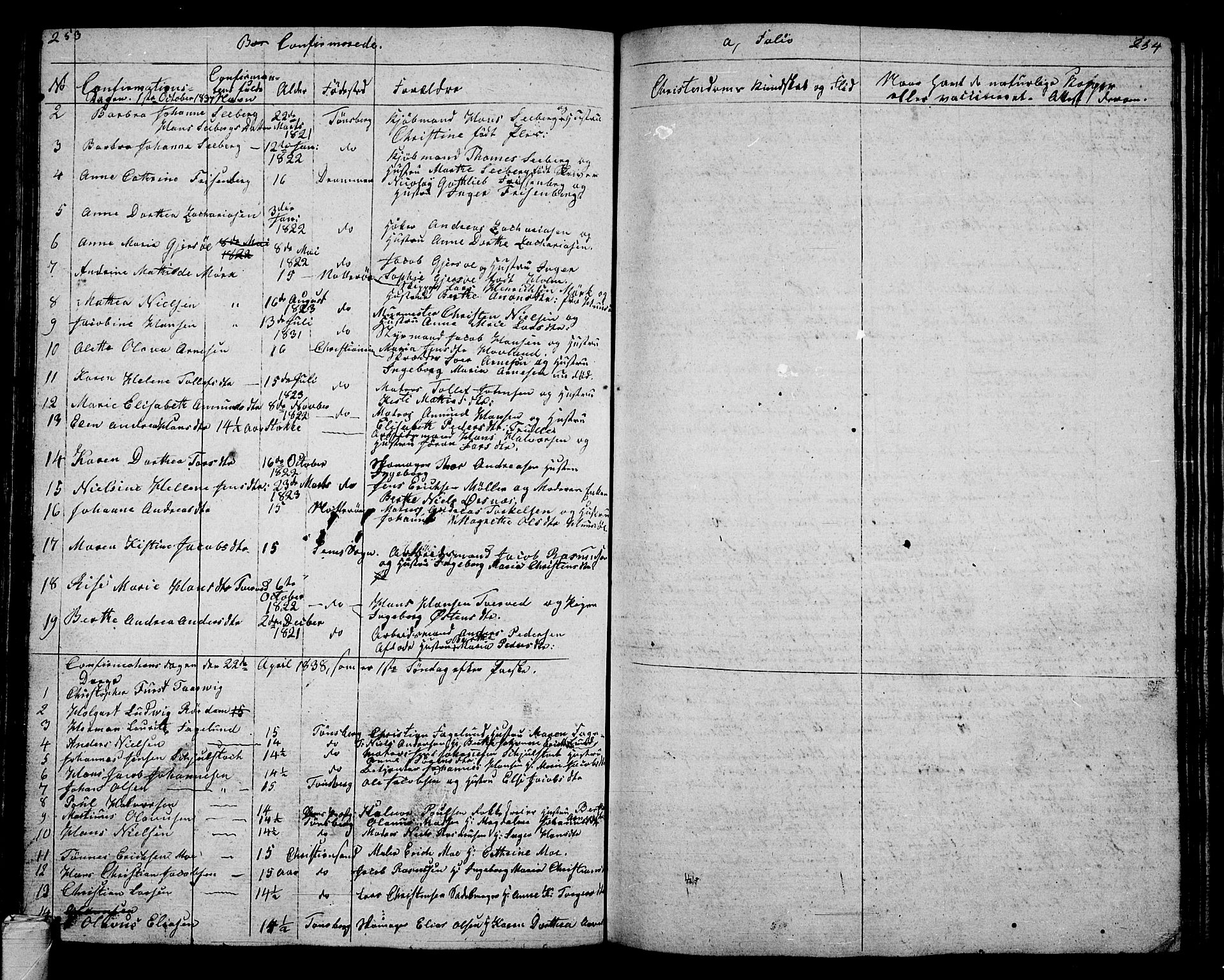 Tønsberg kirkebøker, AV/SAKO-A-330/G/Ga/L0002: Parish register (copy) no. 2, 1827-1854, p. 253-254