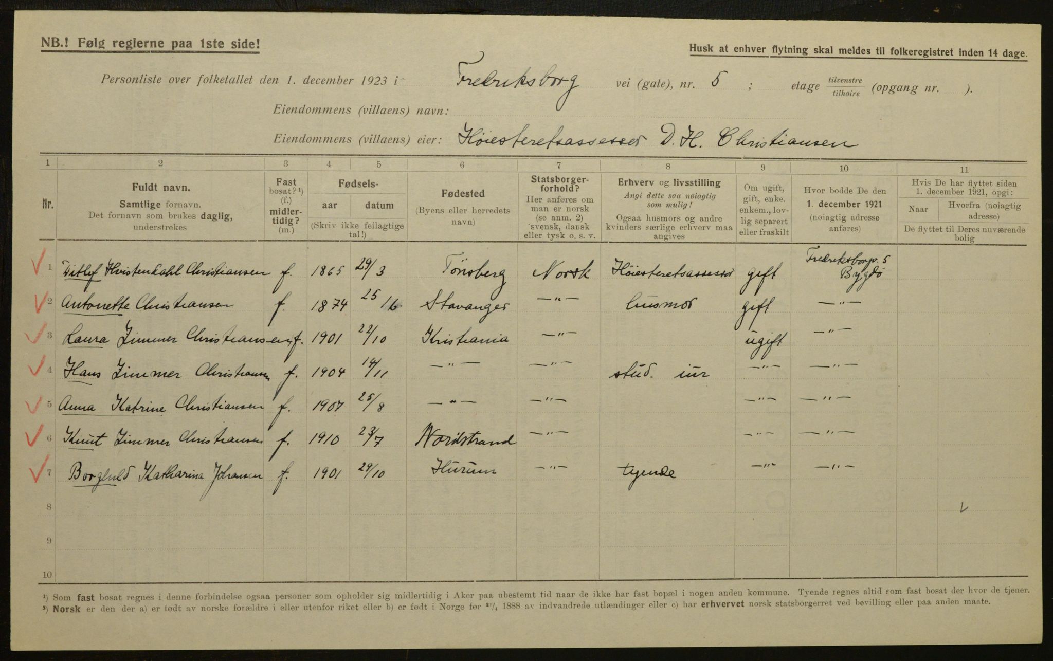 , Municipal Census 1923 for Aker, 1923, p. 1735