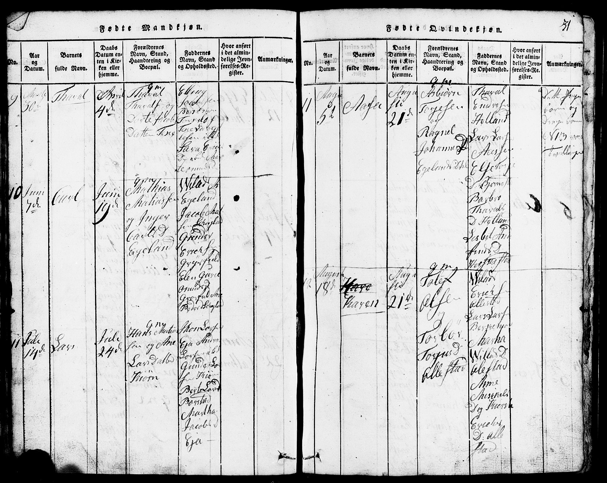 Lund sokneprestkontor, AV/SAST-A-101809/S07/L0001: Parish register (copy) no. B 1, 1815-1853, p. 31