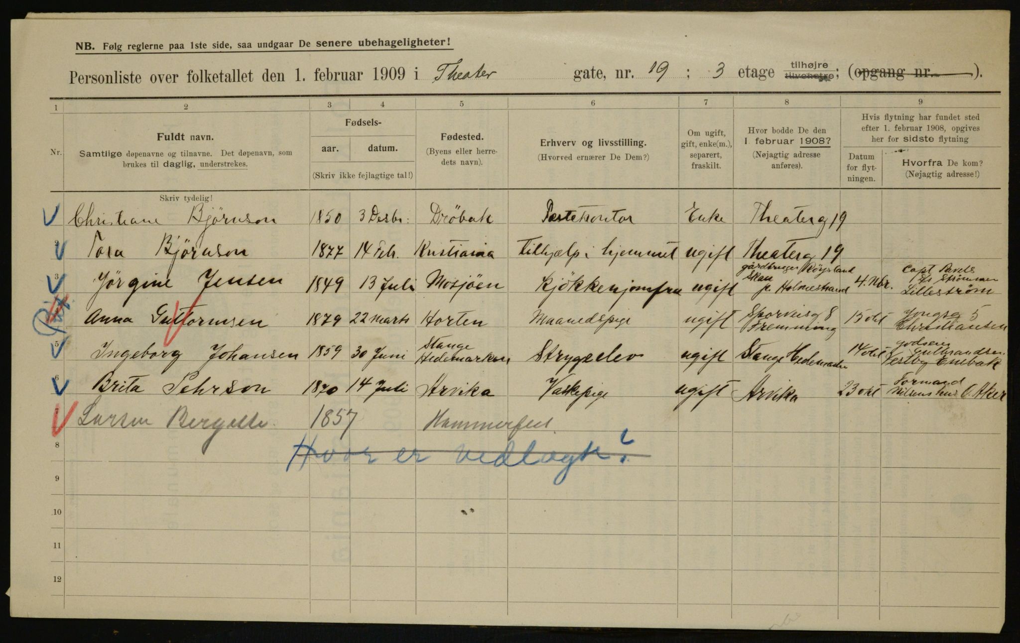 OBA, Municipal Census 1909 for Kristiania, 1909, p. 97253