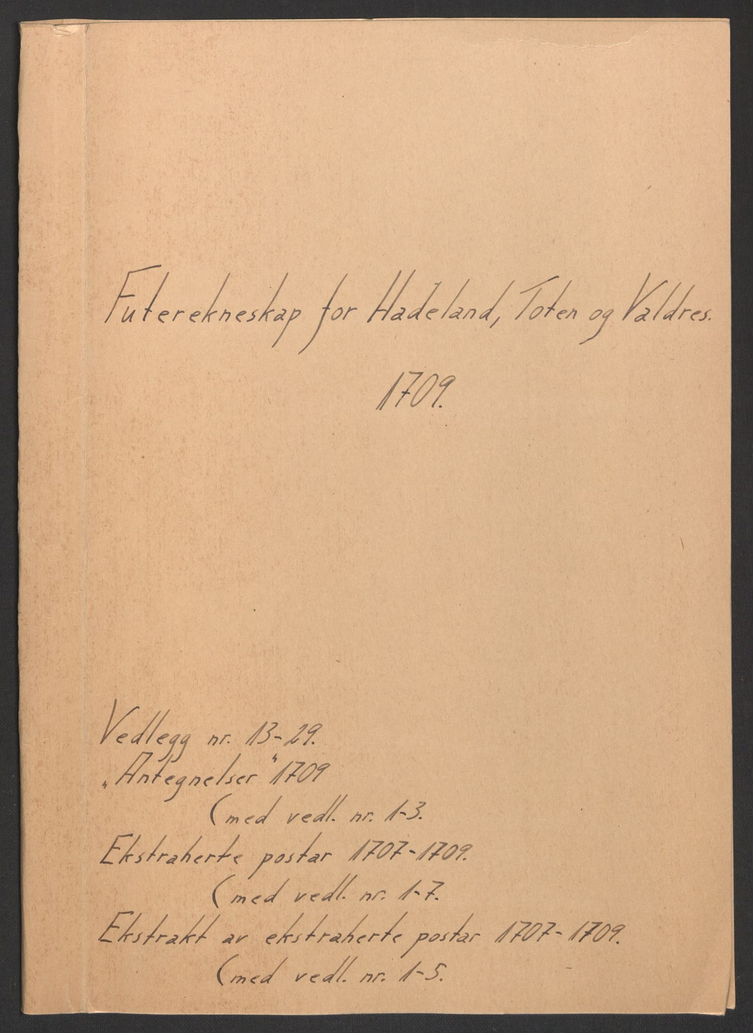 Rentekammeret inntil 1814, Reviderte regnskaper, Fogderegnskap, RA/EA-4092/R18/L1306: Fogderegnskap Hadeland, Toten og Valdres, 1709, p. 280
