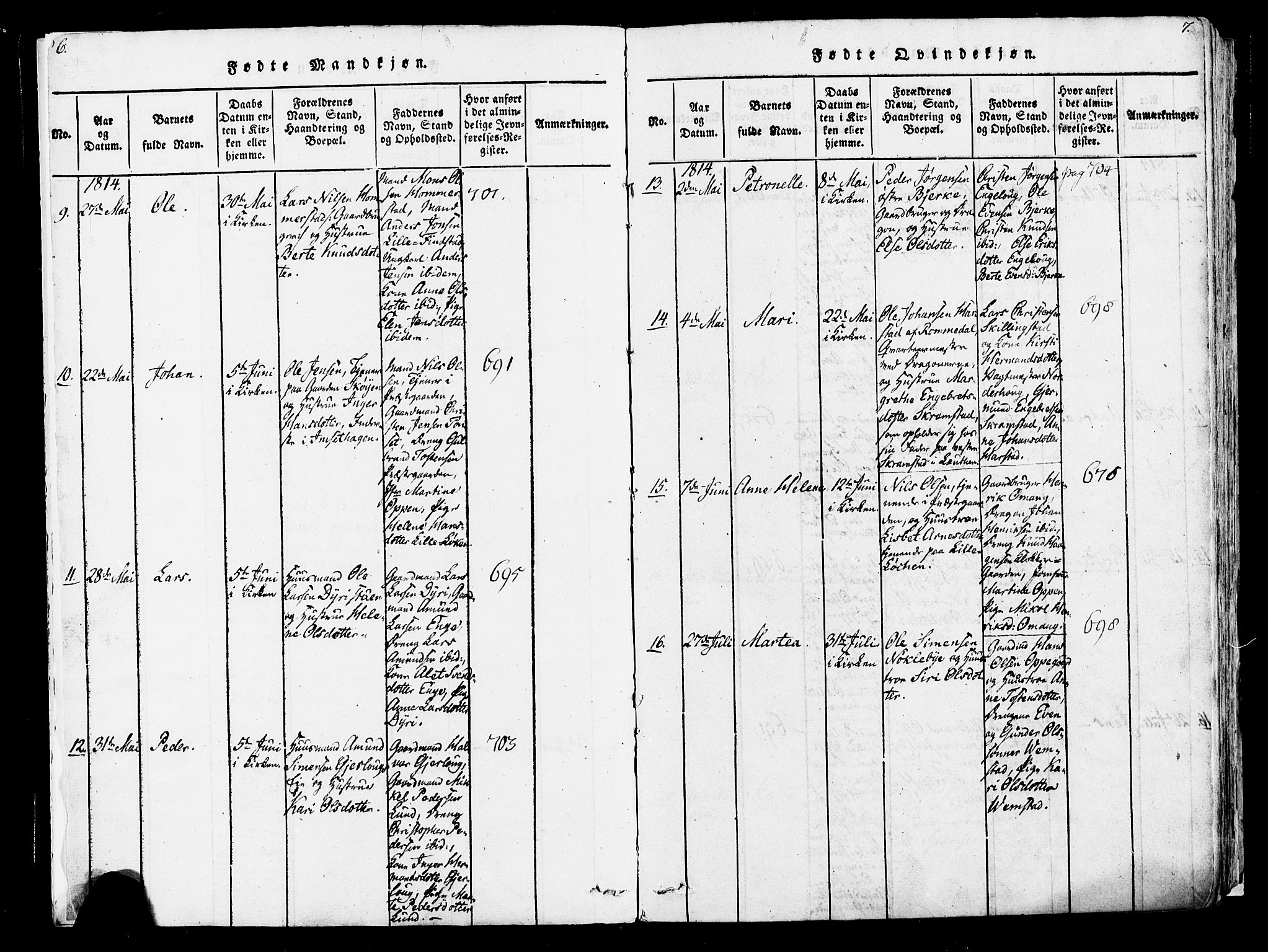 Løten prestekontor, AV/SAH-PREST-022/K/Ka/L0005: Parish register (official) no. 5, 1814-1832, p. 6-7