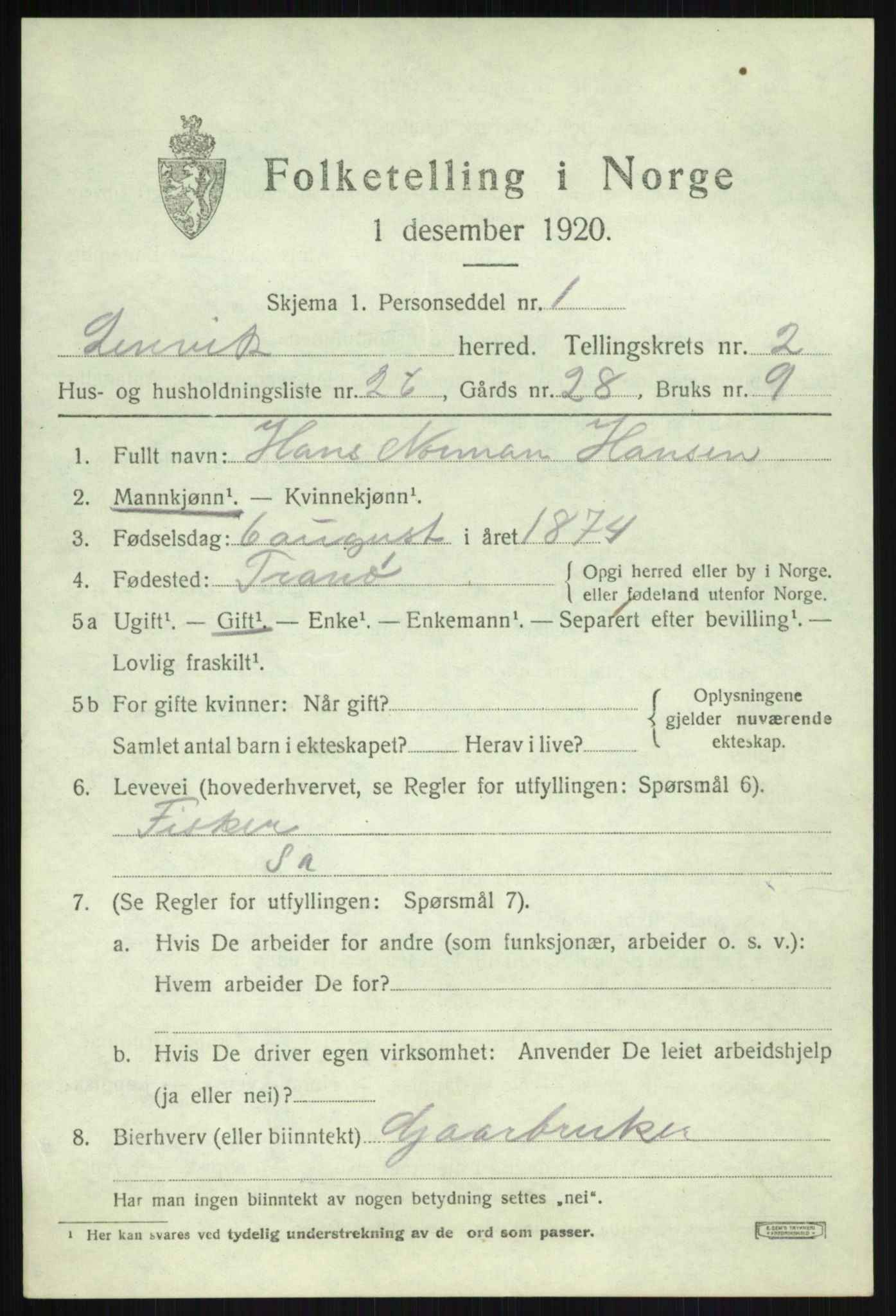 SATØ, 1920 census for Lenvik, 1920, p. 3534