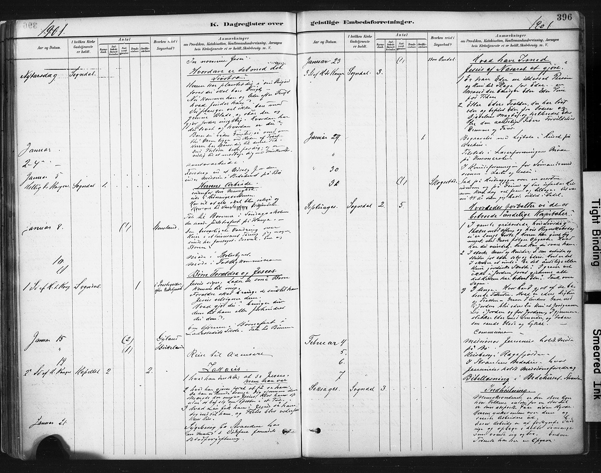 Sokndal sokneprestkontor, SAST/A-101808: Parish register (official) no. A 11.2, 1887-1905, p. 396