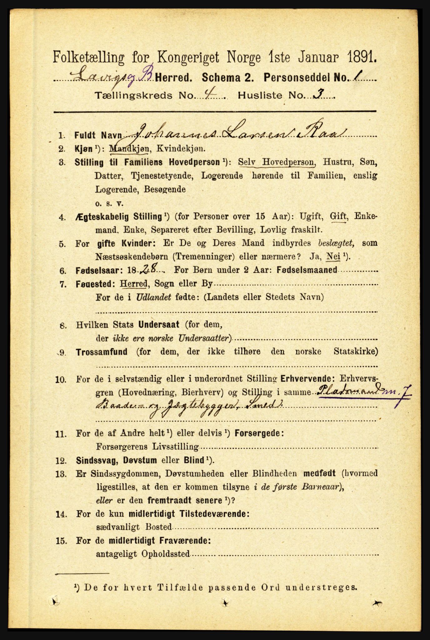 RA, 1891 census for 1415 Lavik og Brekke, 1891, p. 791