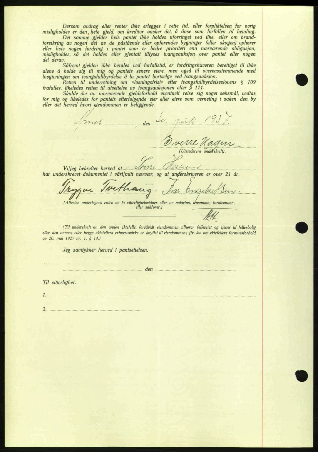 Nes tingrett, SAO/A-10548/G/Gb/Gbb/L0010: Mortgage book no. 54, 1939-1940, Diary no: : 688/1940