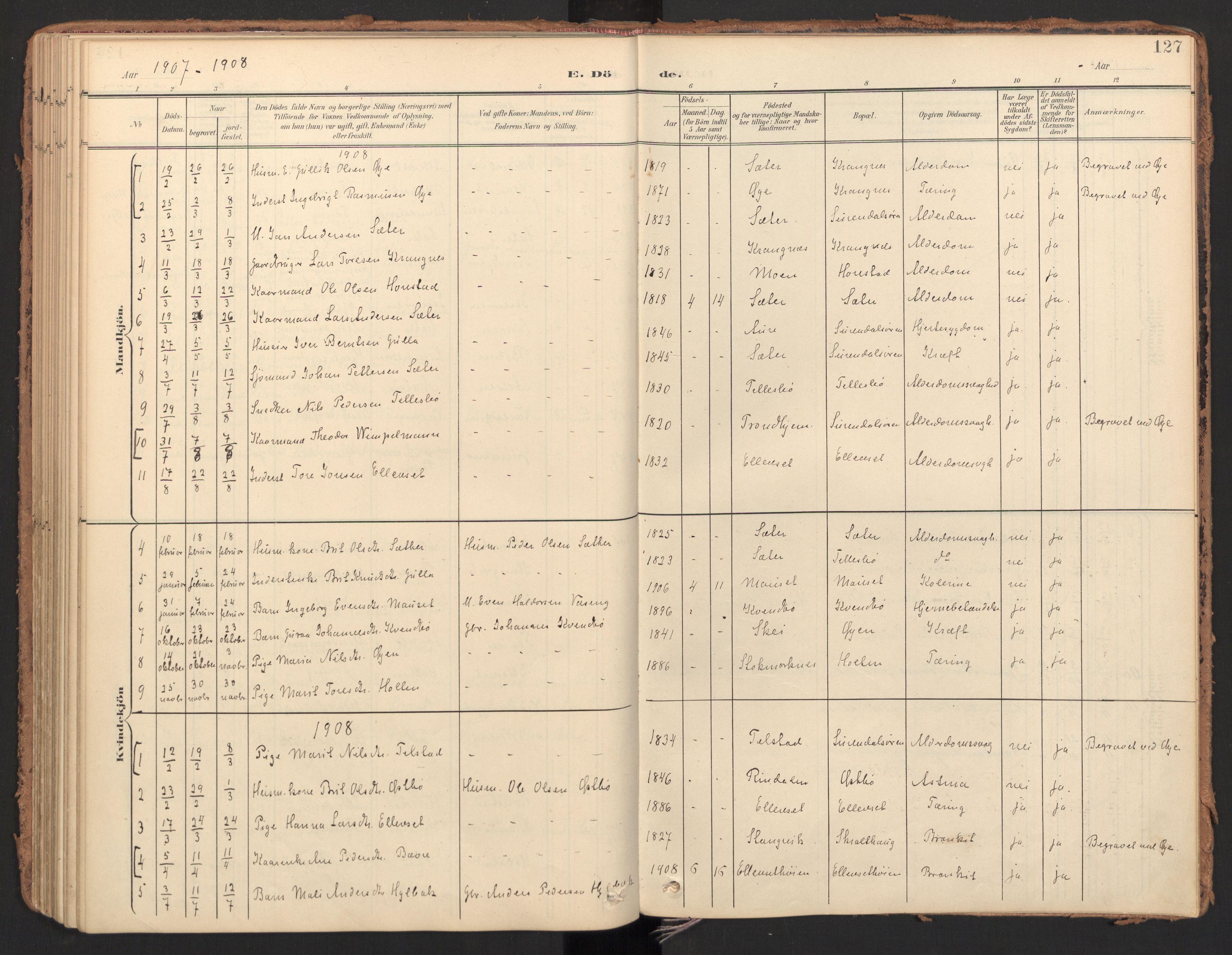 Ministerialprotokoller, klokkerbøker og fødselsregistre - Møre og Romsdal, AV/SAT-A-1454/596/L1057: Parish register (official) no. 596A02, 1900-1917, p. 127
