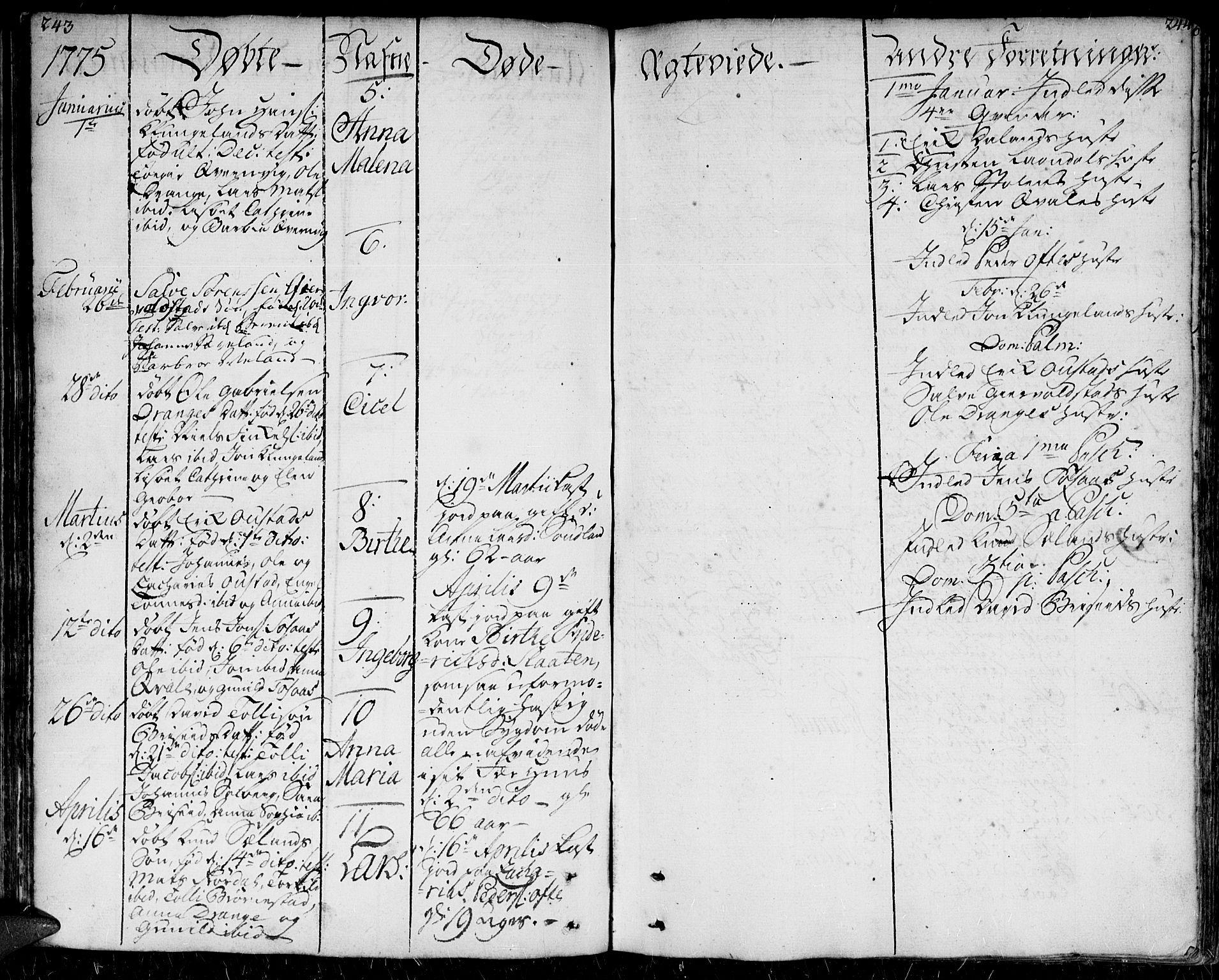 Herad sokneprestkontor, AV/SAK-1111-0018/F/Fa/Faa/L0001: Parish register (official) no. A 1 /1, 1768-1799, p. 243-244