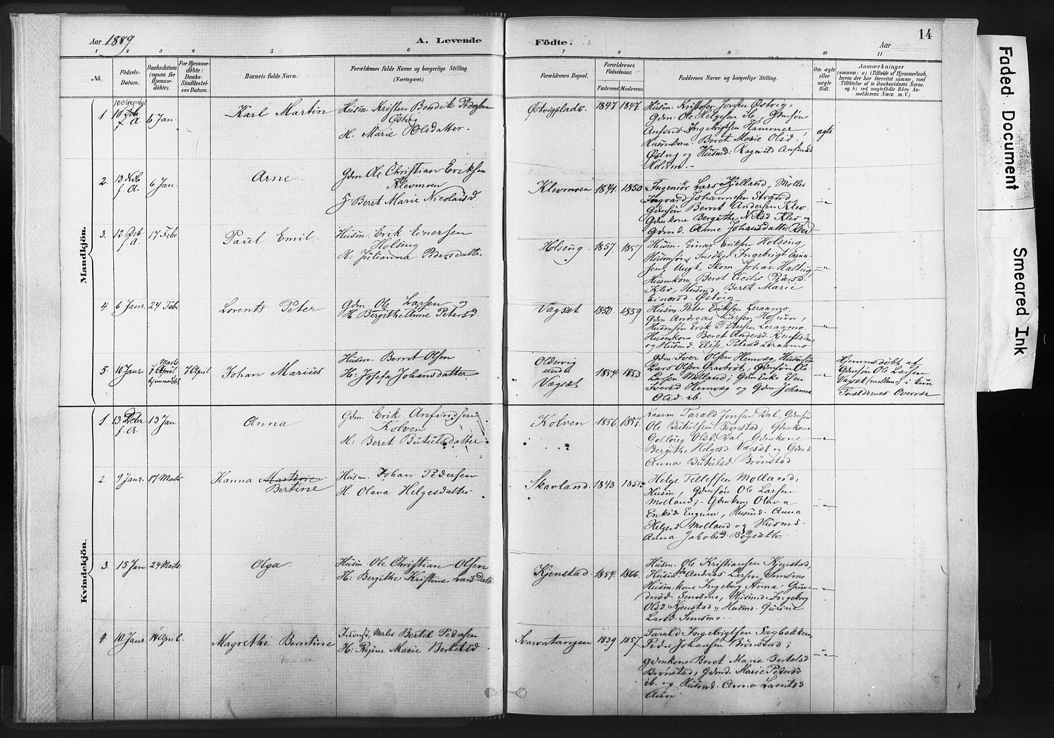 Ministerialprotokoller, klokkerbøker og fødselsregistre - Nord-Trøndelag, SAT/A-1458/749/L0474: Parish register (official) no. 749A08, 1887-1903, p. 14