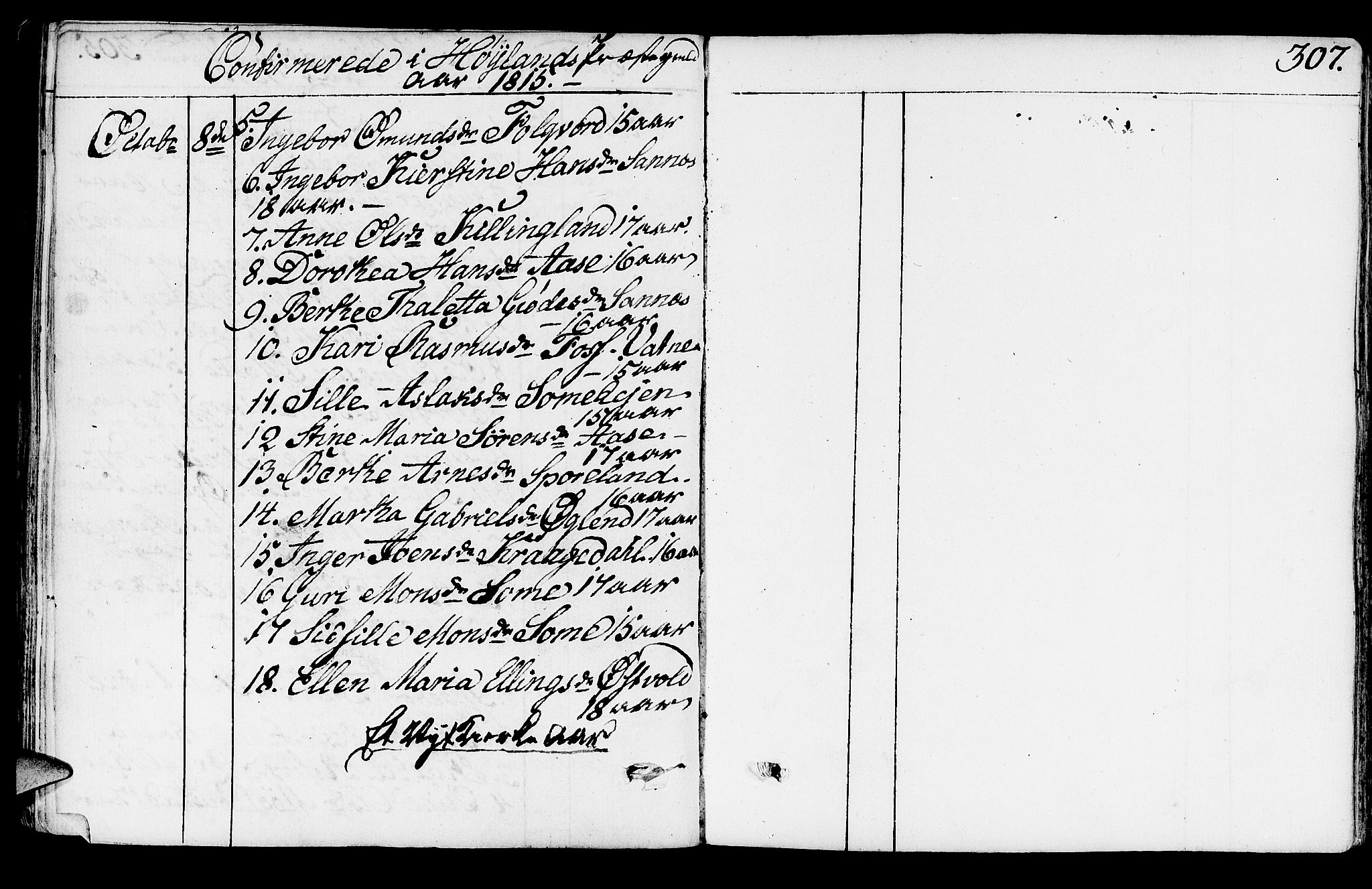 Høyland sokneprestkontor, SAST/A-101799/001/30BA/L0005: Parish register (official) no. A 5, 1804-1815, p. 307