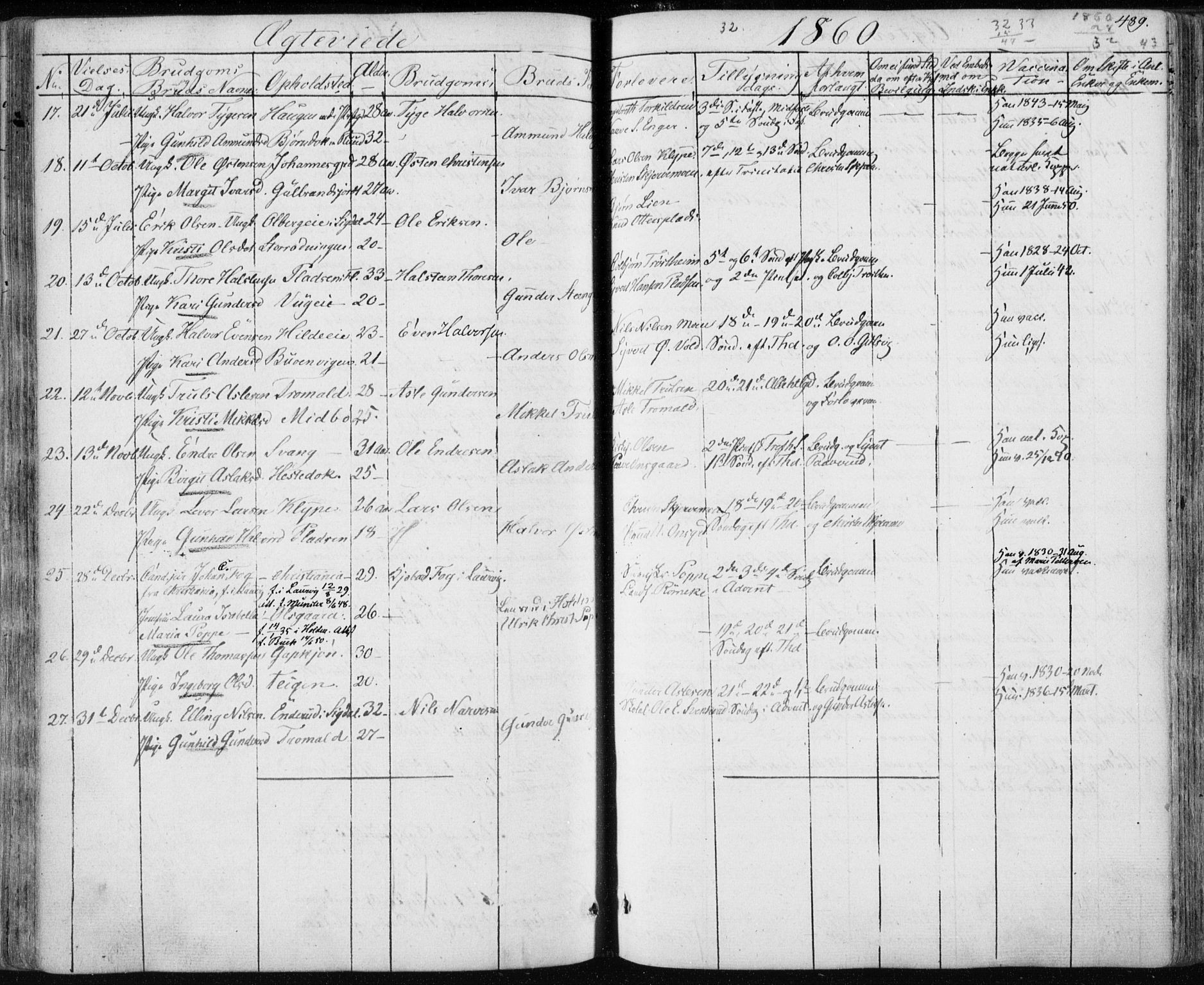 Nes kirkebøker, AV/SAKO-A-236/F/Fa/L0009: Parish register (official) no. 9, 1834-1863, p. 489