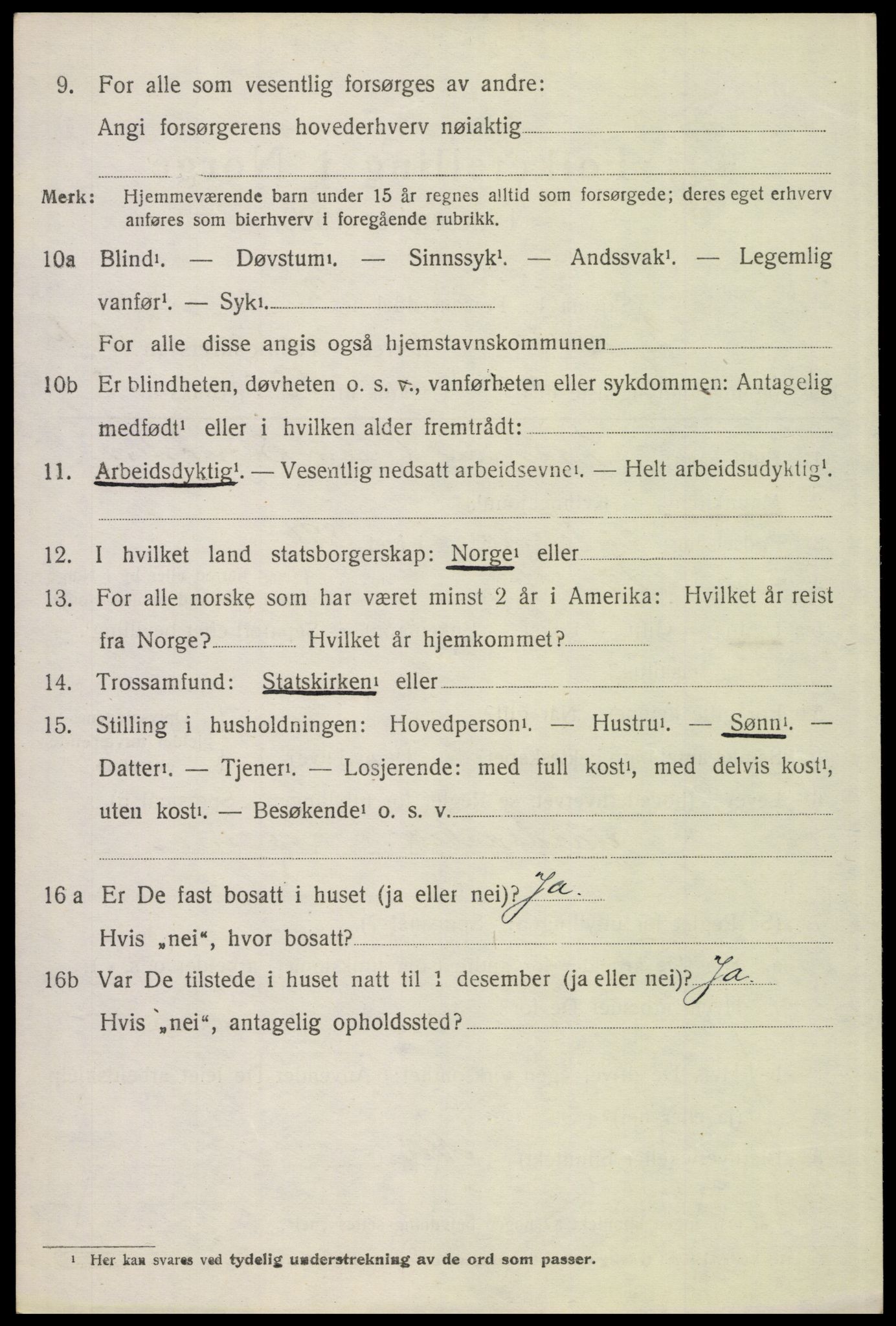 SAH, 1920 census for Tynset, 1920, p. 3141