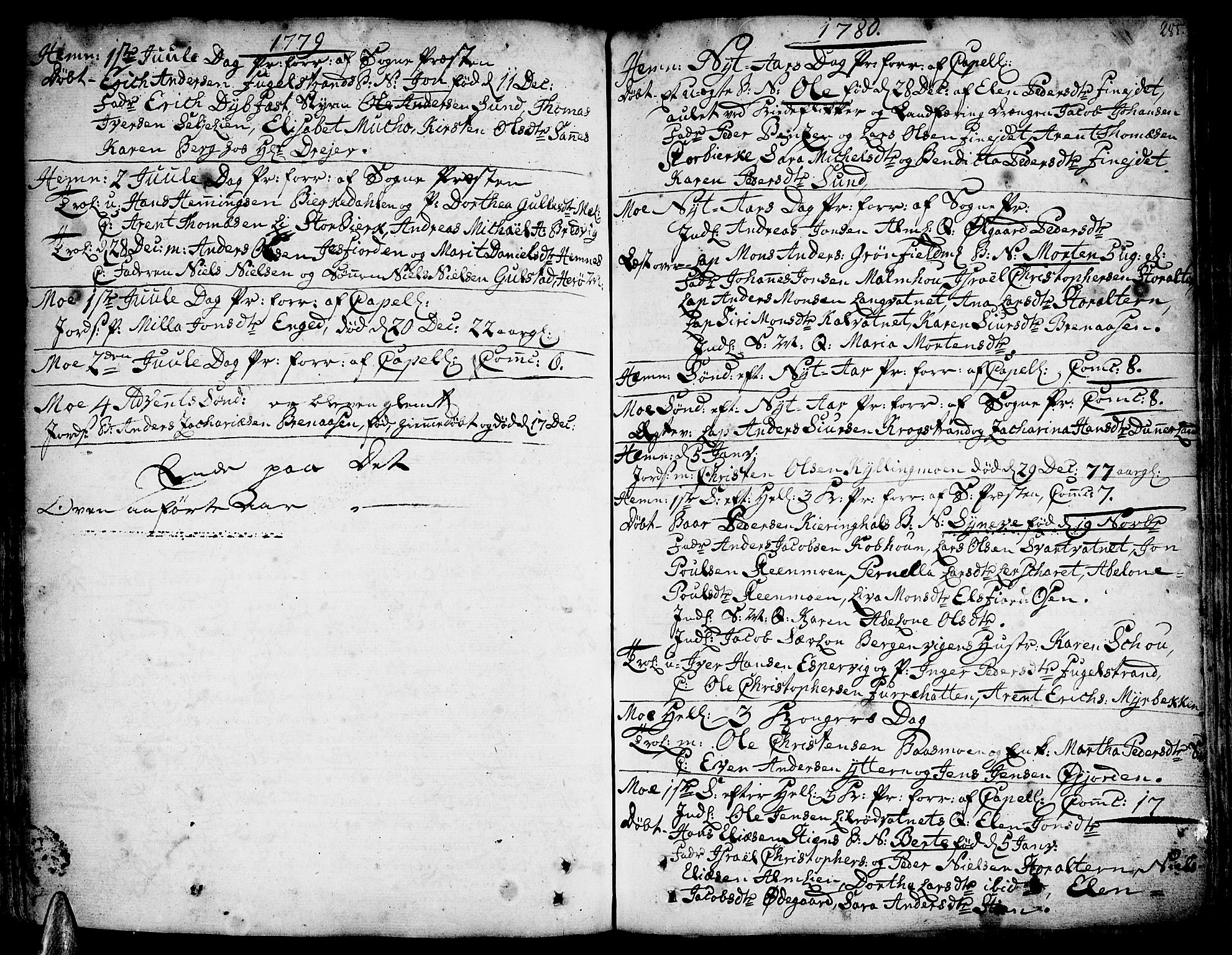 Ministerialprotokoller, klokkerbøker og fødselsregistre - Nordland, SAT/A-1459/825/L0348: Parish register (official) no. 825A04, 1752-1788, p. 285