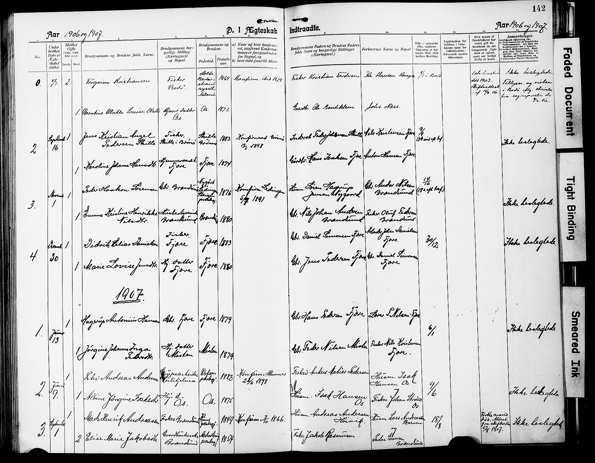 Ministerialprotokoller, klokkerbøker og fødselsregistre - Nordland, SAT/A-1459/803/L0077: Parish register (copy) no. 803C04, 1897-1930, p. 142