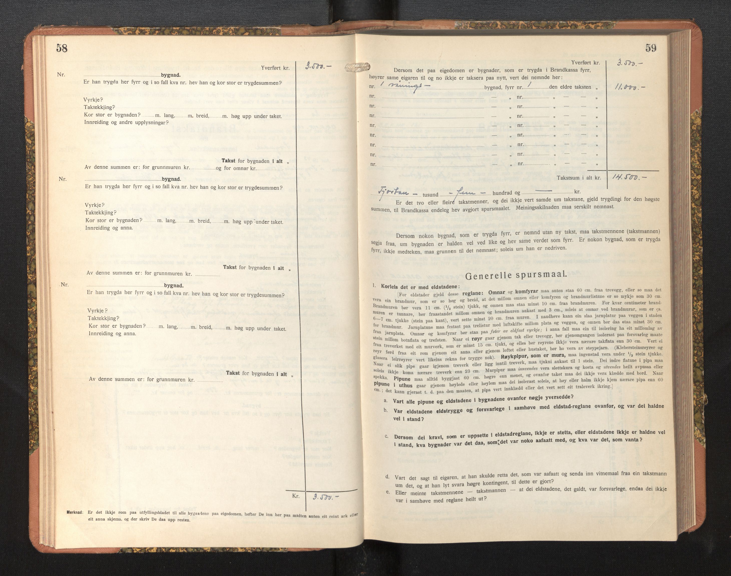 Lensmannen i Sogndal, AV/SAB-A-29901/0012/L0019: Branntakstprotokoll, Sogndalsfjøra, skjematakst, 1944-1954, p. 58-59