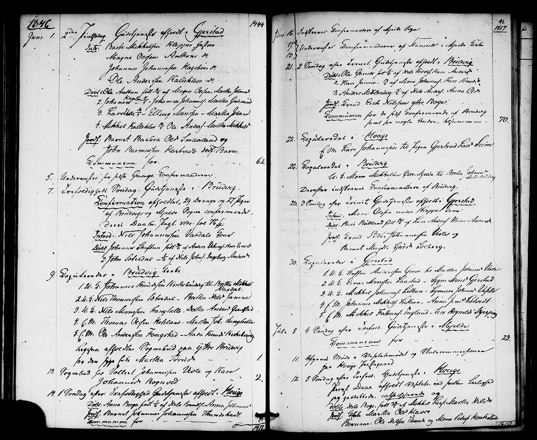 Haus sokneprestembete, SAB/A-75601: Curate's parish register no. A 2, 1841-1850, p. 42