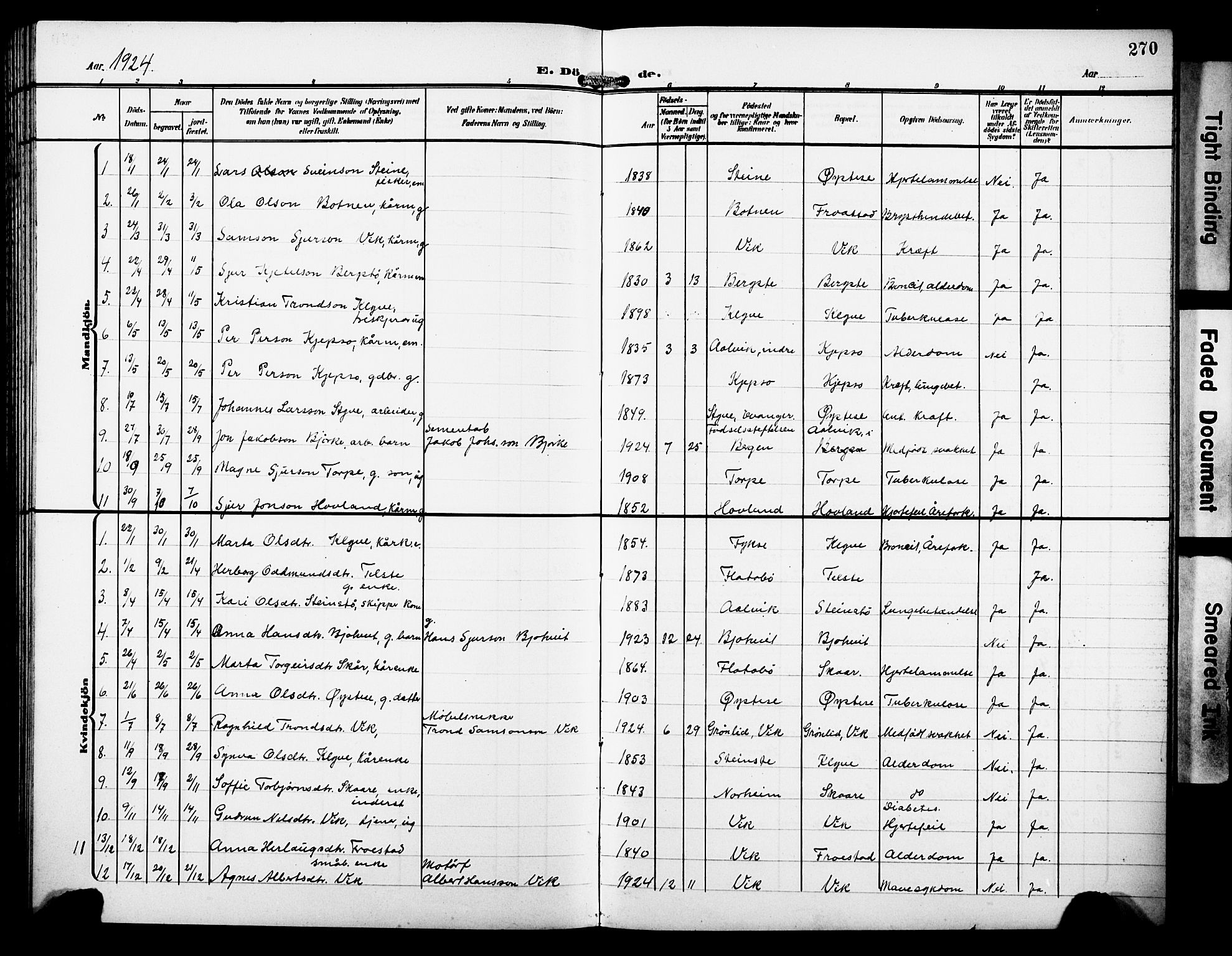 Kvam sokneprestembete, SAB/A-76201/H/Hab: Parish register (copy) no. C 4, 1906-1931, p. 270