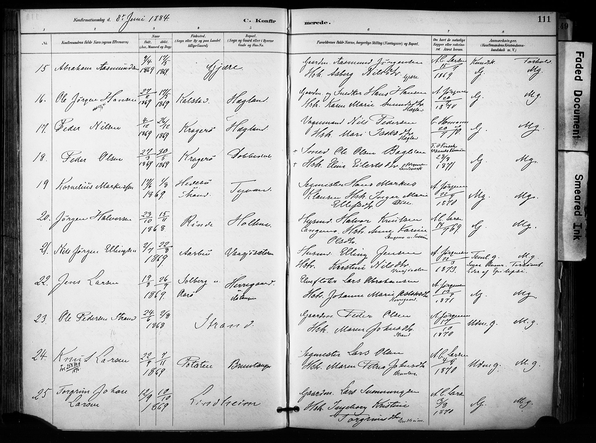 Sannidal kirkebøker, SAKO/A-296/F/Fa/L0015: Parish register (official) no. 15, 1884-1899, p. 111