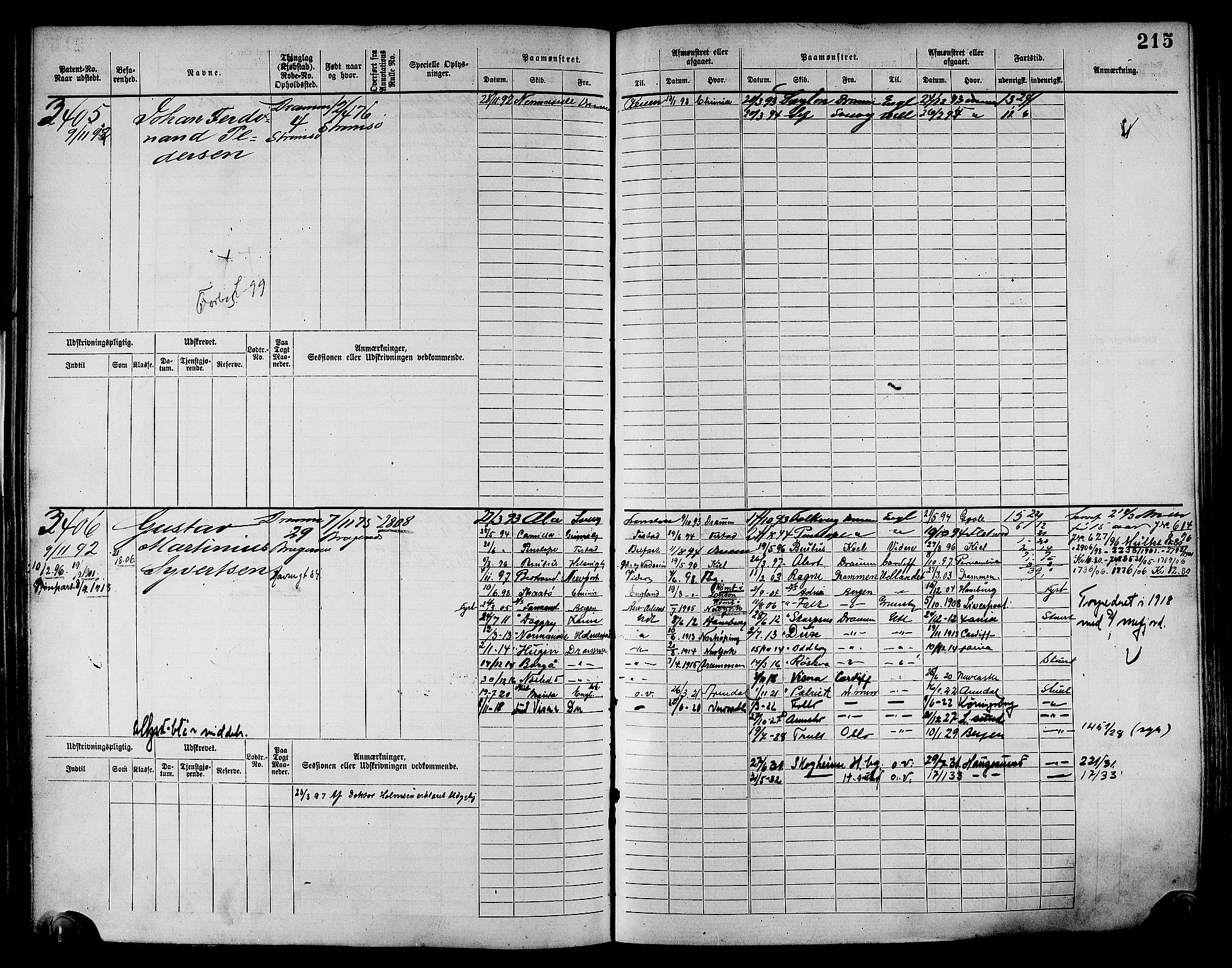 Drammen innrulleringsdistrikt, SAKO/A-781/F/Fc/L0004: Hovedrulle, 1885, p. 221