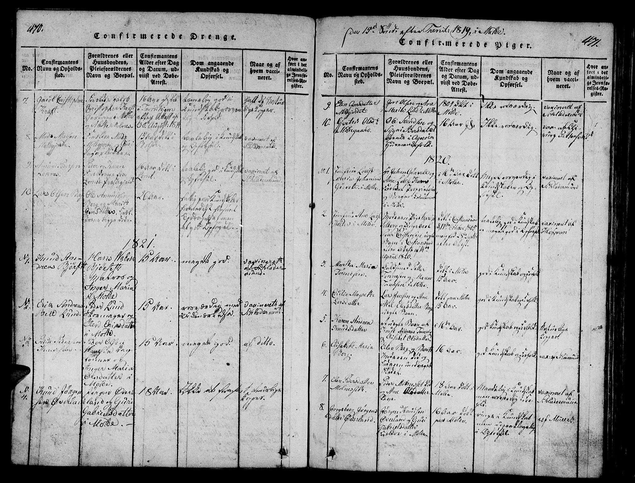Ministerialprotokoller, klokkerbøker og fødselsregistre - Møre og Romsdal, SAT/A-1454/558/L0700: Parish register (copy) no. 558C01, 1818-1868, p. 470-471