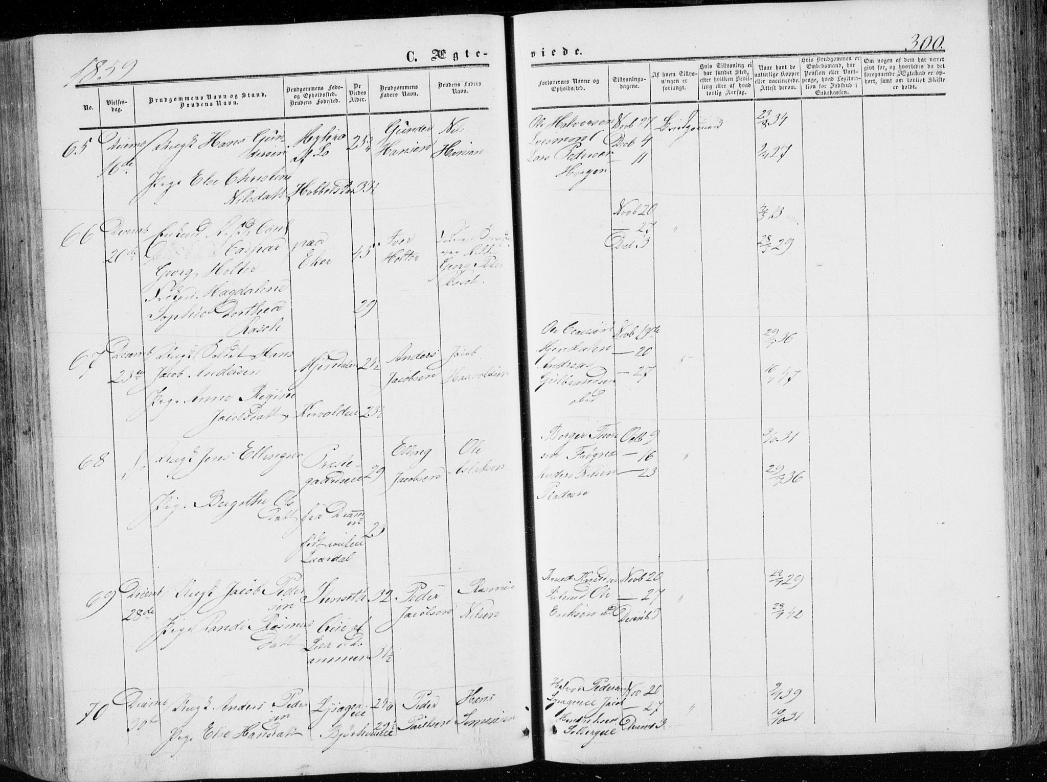 Eiker kirkebøker, AV/SAKO-A-4/G/Ga/L0003: Parish register (copy) no. I 3, 1856-1871, p. 300