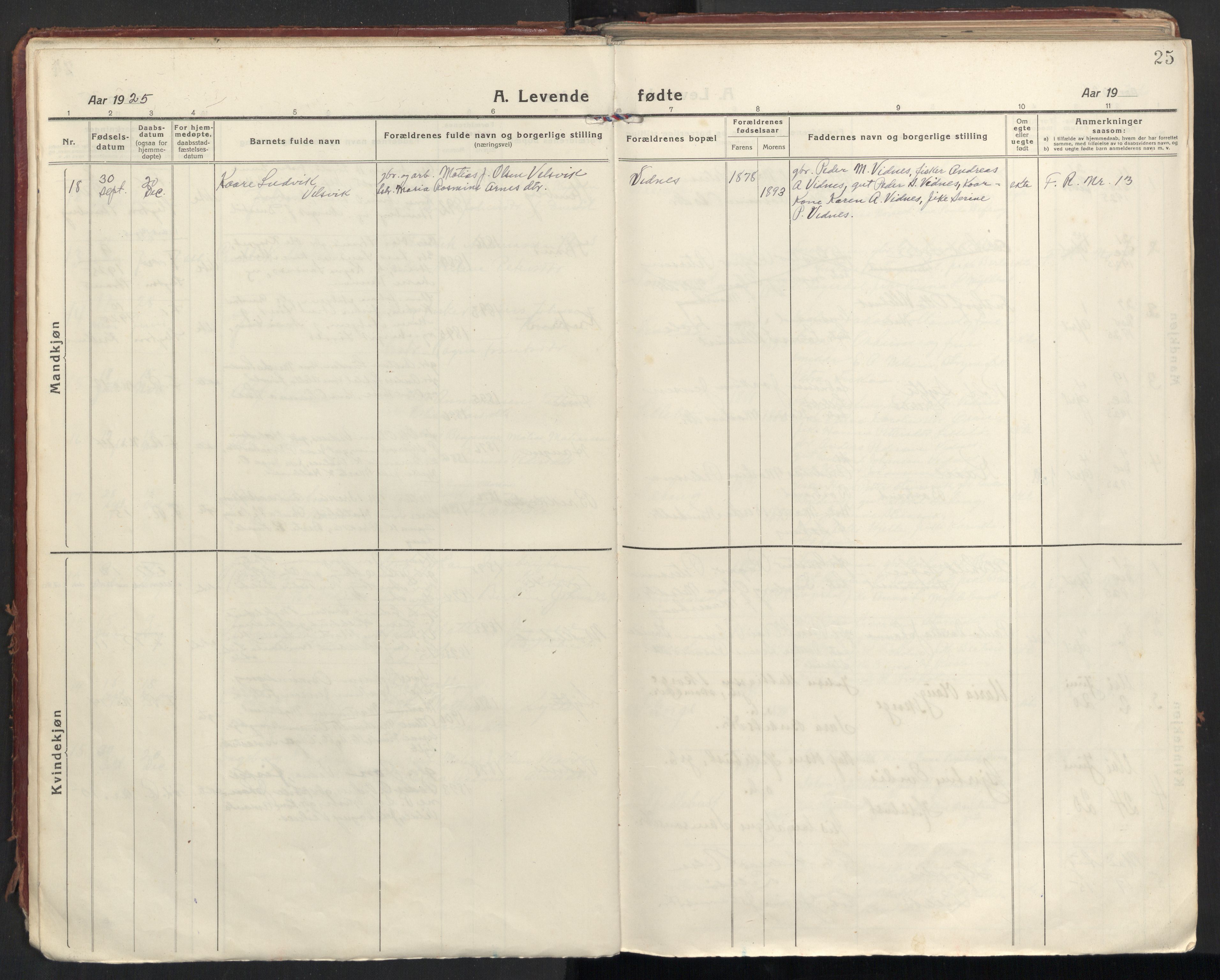 Ministerialprotokoller, klokkerbøker og fødselsregistre - Møre og Romsdal, AV/SAT-A-1454/501/L0012: Parish register (official) no. 501A12, 1920-1946, p. 25