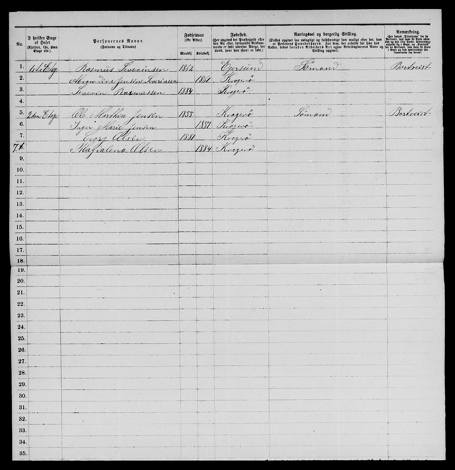 SAKO, 1885 census for 0801 Kragerø, 1885, p. 354