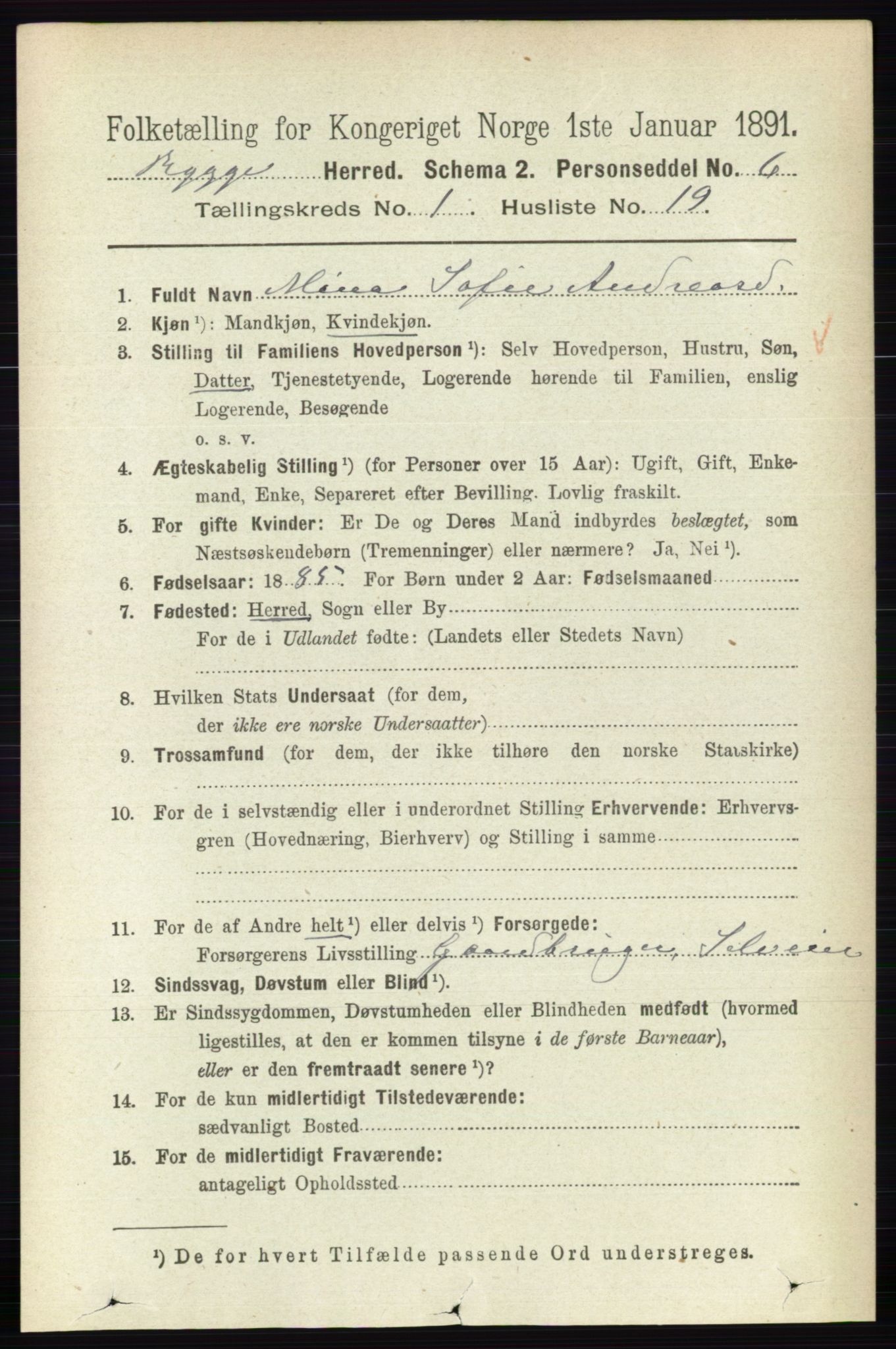 RA, 1891 census for 0136 Rygge, 1891, p. 278