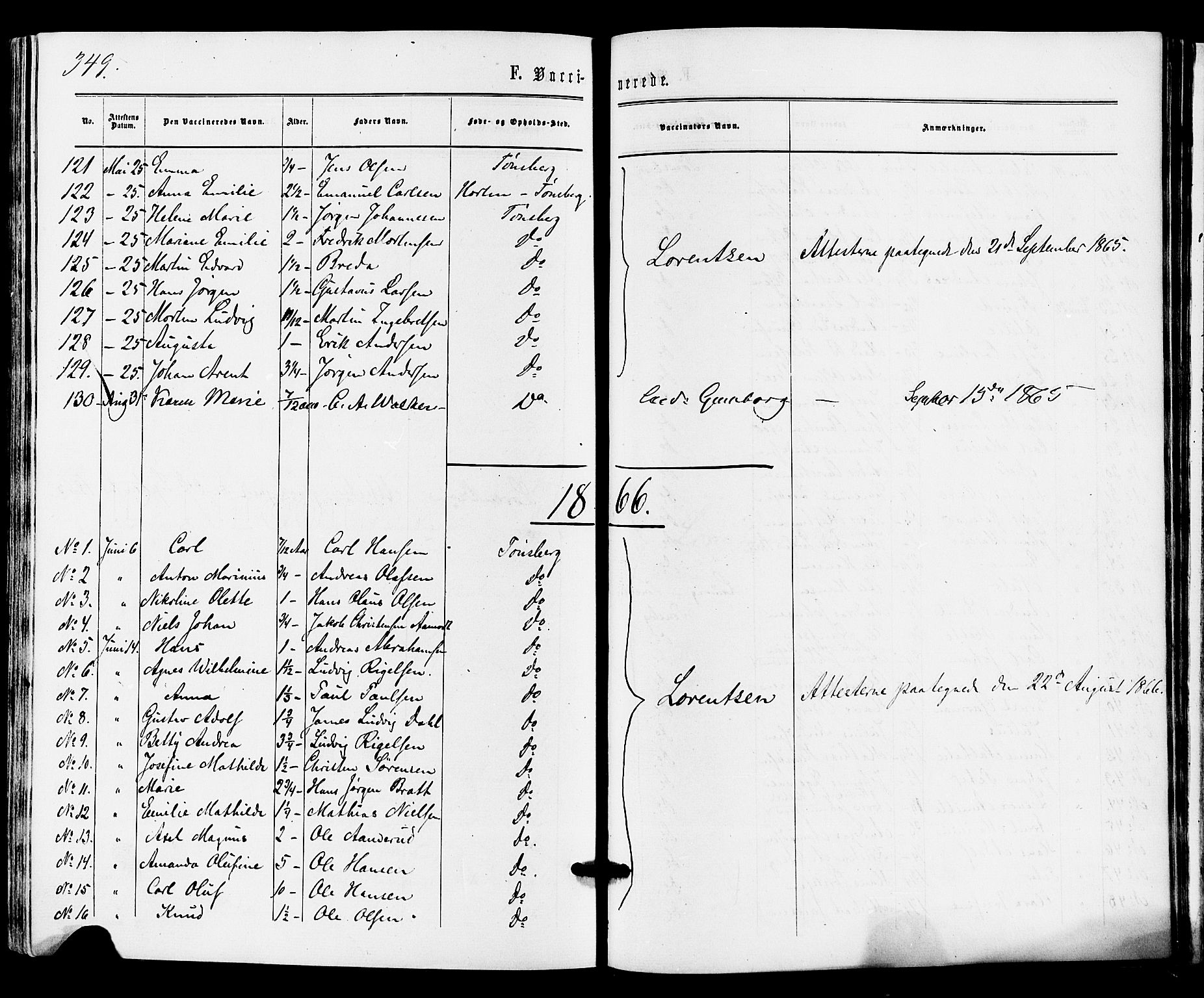 Tønsberg kirkebøker, SAKO/A-330/F/Fa/L0009: Parish register (official) no. I 9, 1865-1873, p. 349