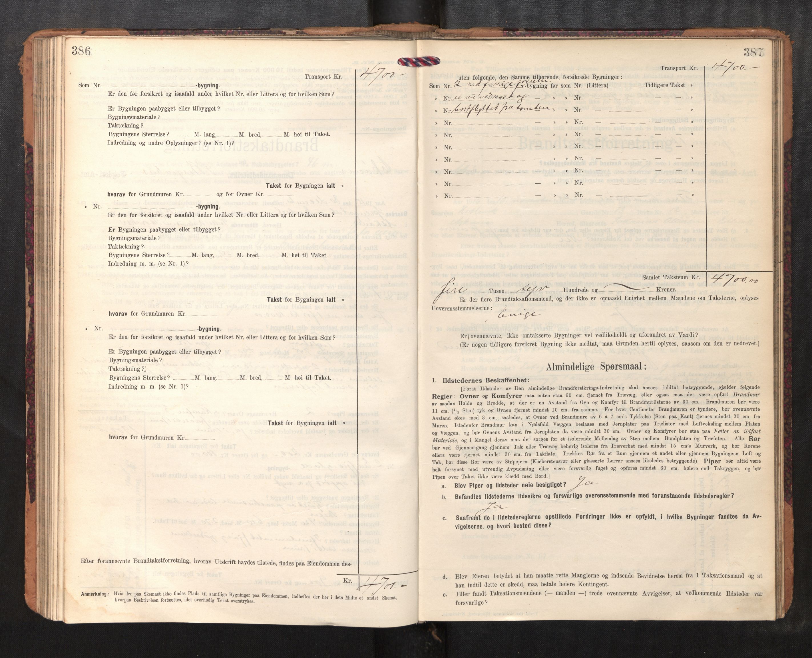 Lensmannen i Askøy, SAB/A-31001/0012/L0007: Branntakstprotokoll, skjematakst, 1910-1919, p. 386-387