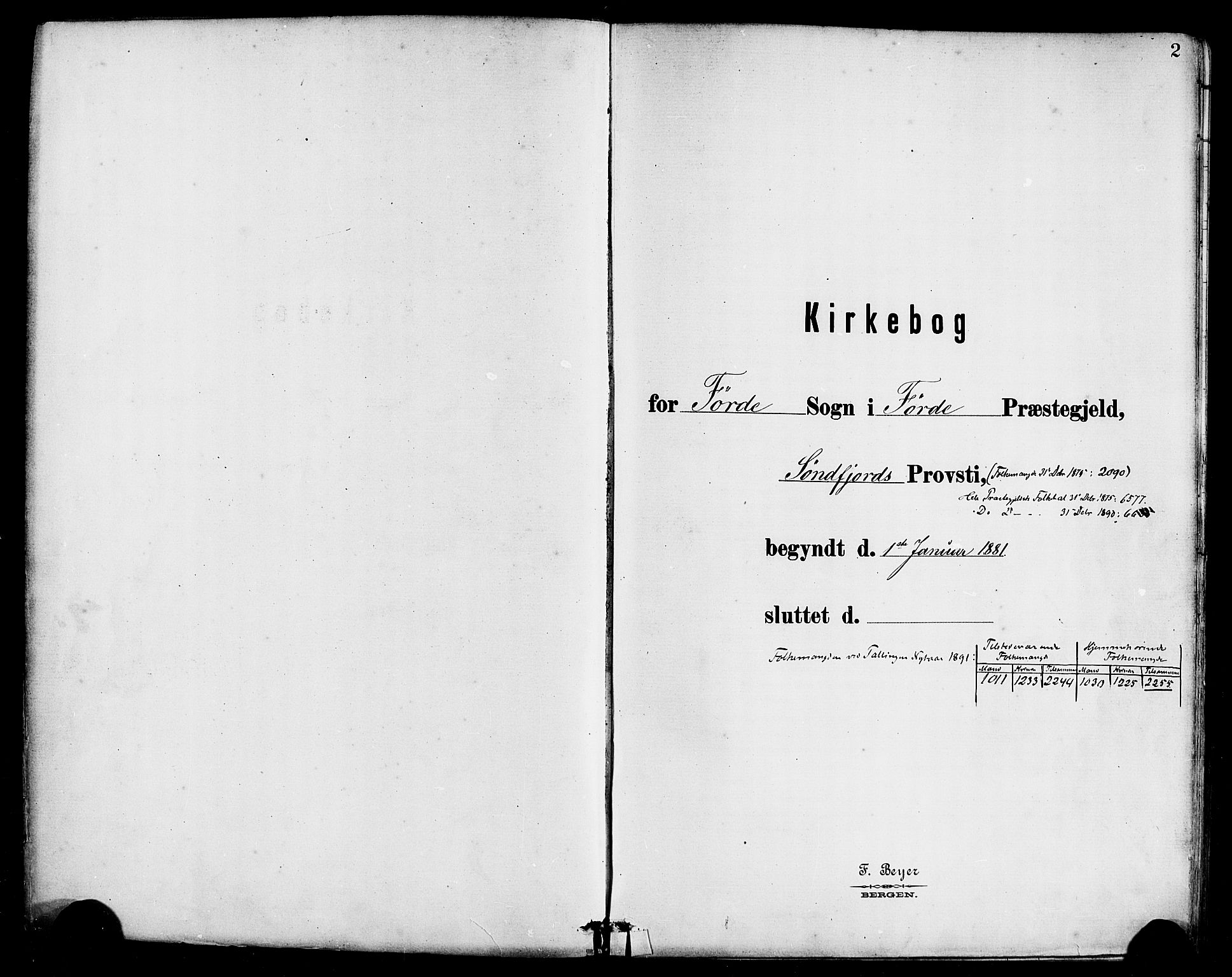 Førde sokneprestembete, AV/SAB-A-79901/H/Haa/Haab/L0001: Parish register (official) no. B 1, 1880-1898, p. 2