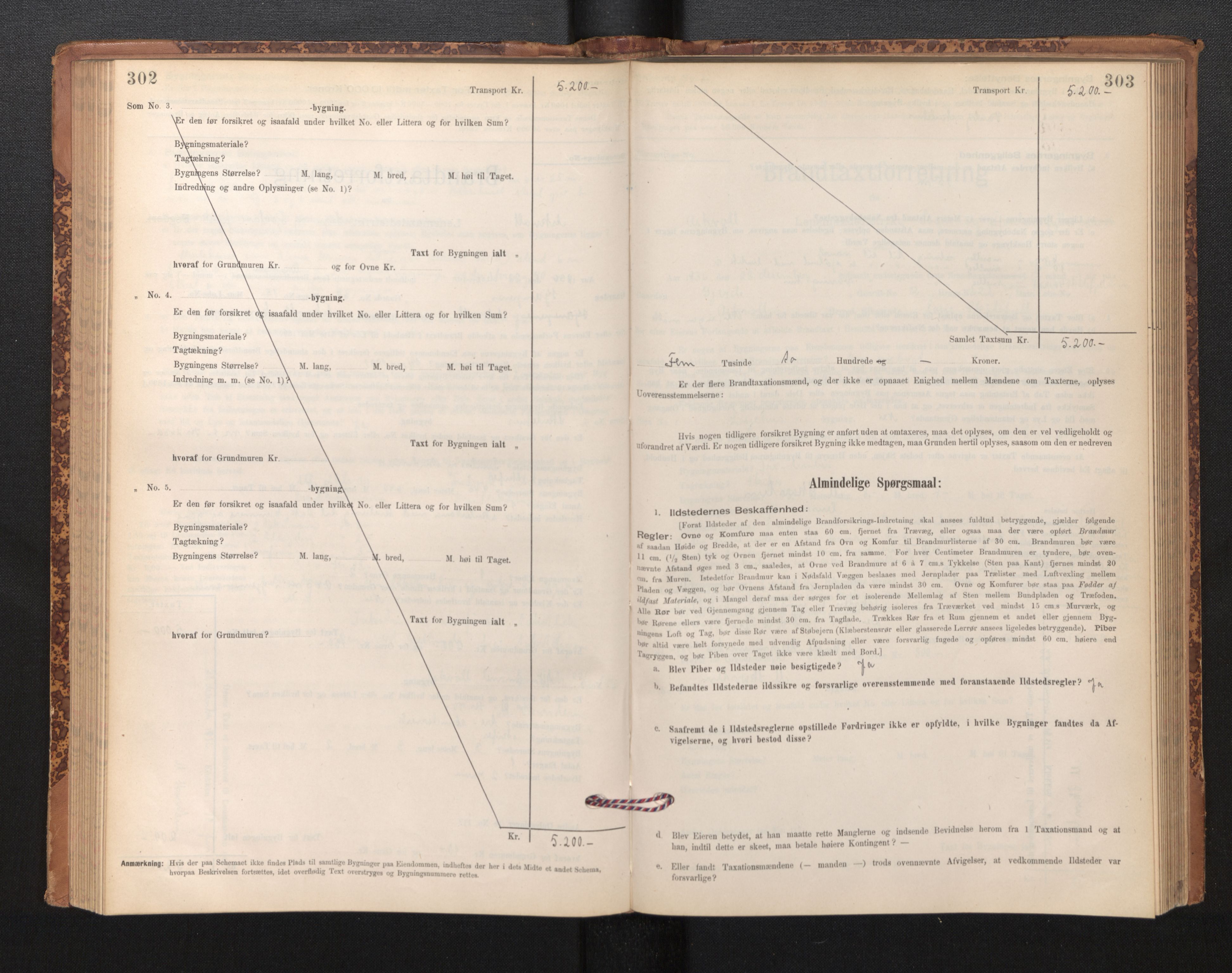 Lensmannen i Askvoll, AV/SAB-A-26301/0012/L0004: Branntakstprotokoll, skjematakst og liste over branntakstmenn, 1895-1932, p. 302-303