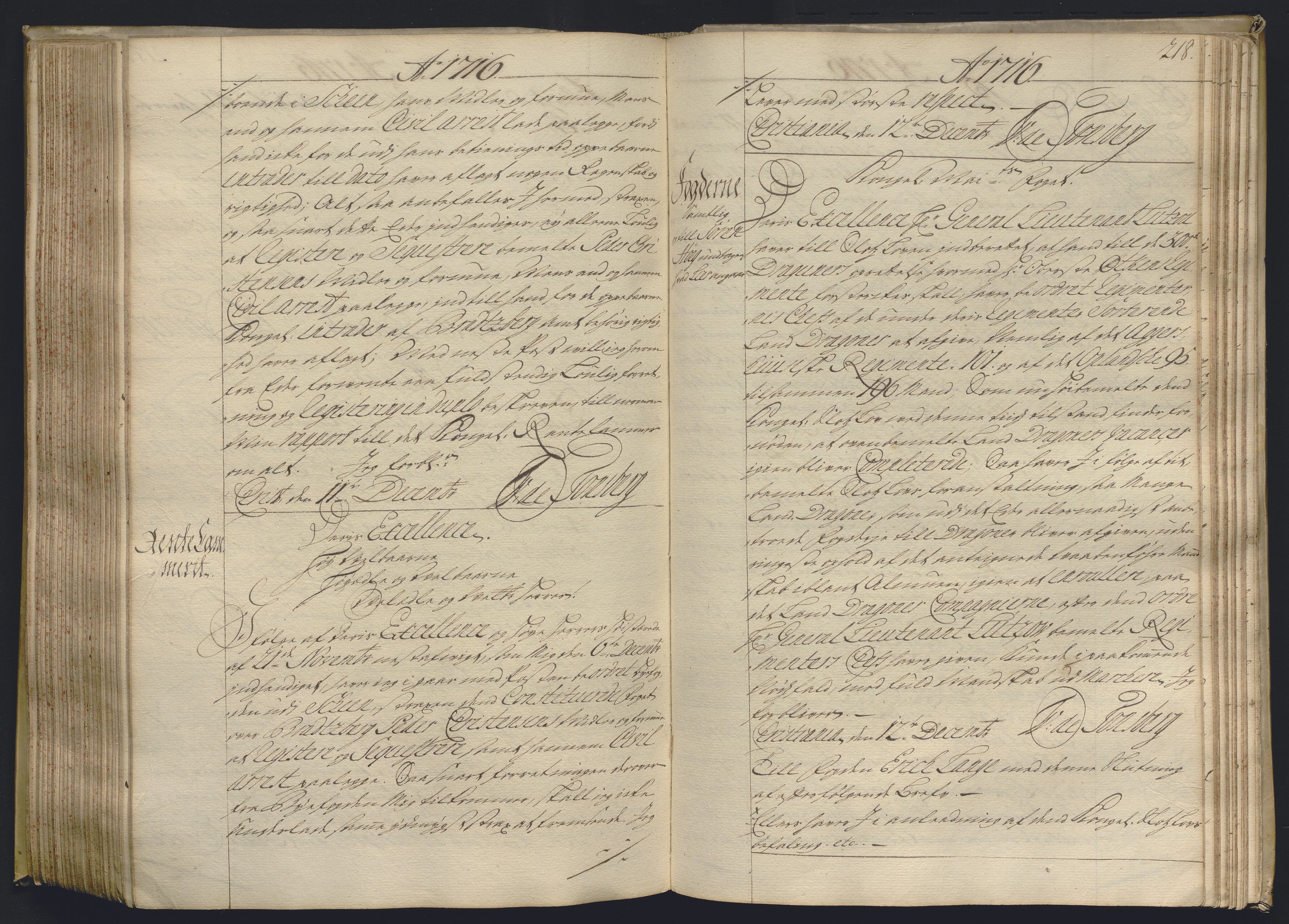 Kristiania stiftamt, AV/SAO-A-10386/B/Ba/L0004: Kopibok, 1715-1717, p. 217b-218a