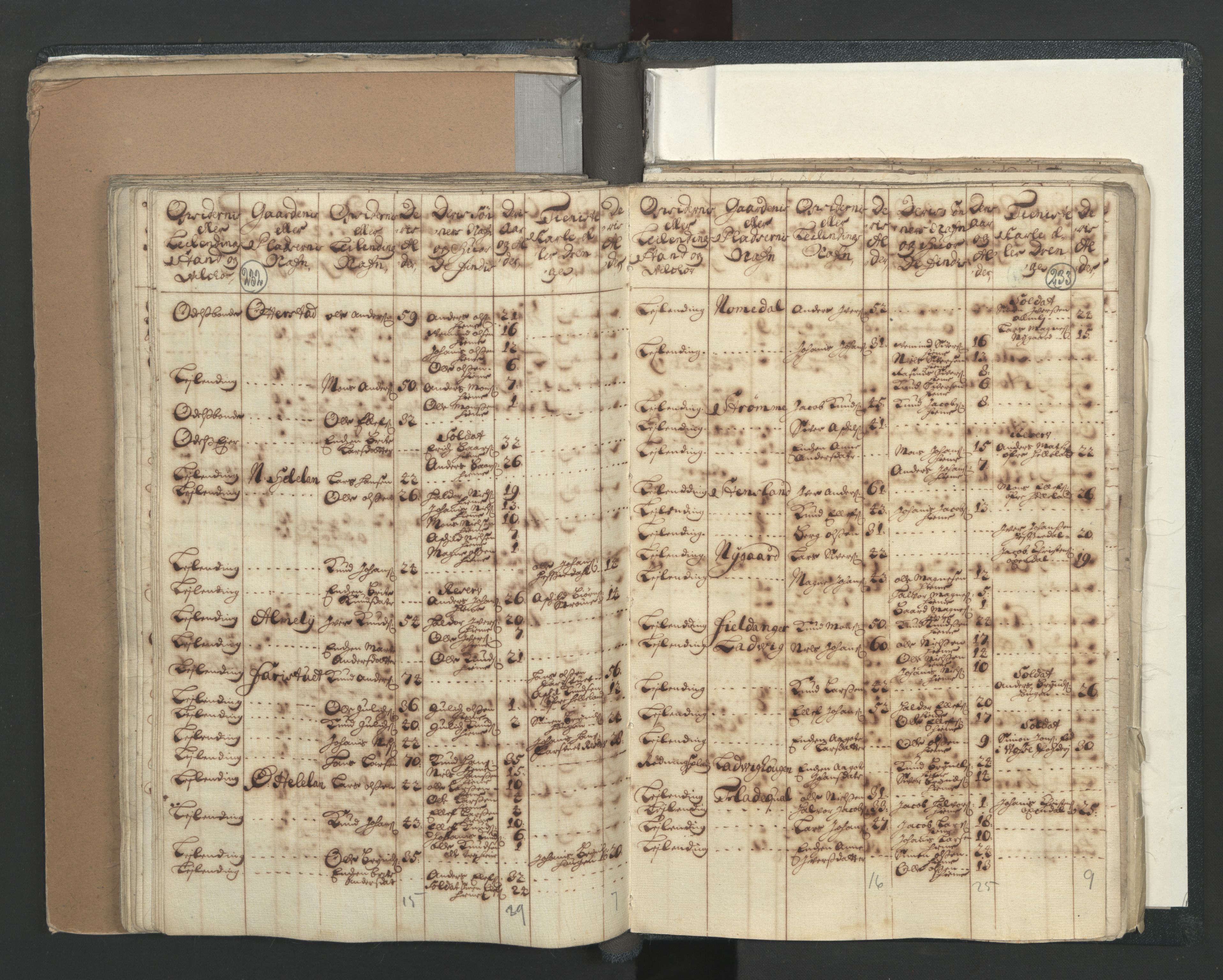 RA, Census (manntall) 1701, no. 7: Nordhordland and Voss fogderi, 1701, p. 232-233