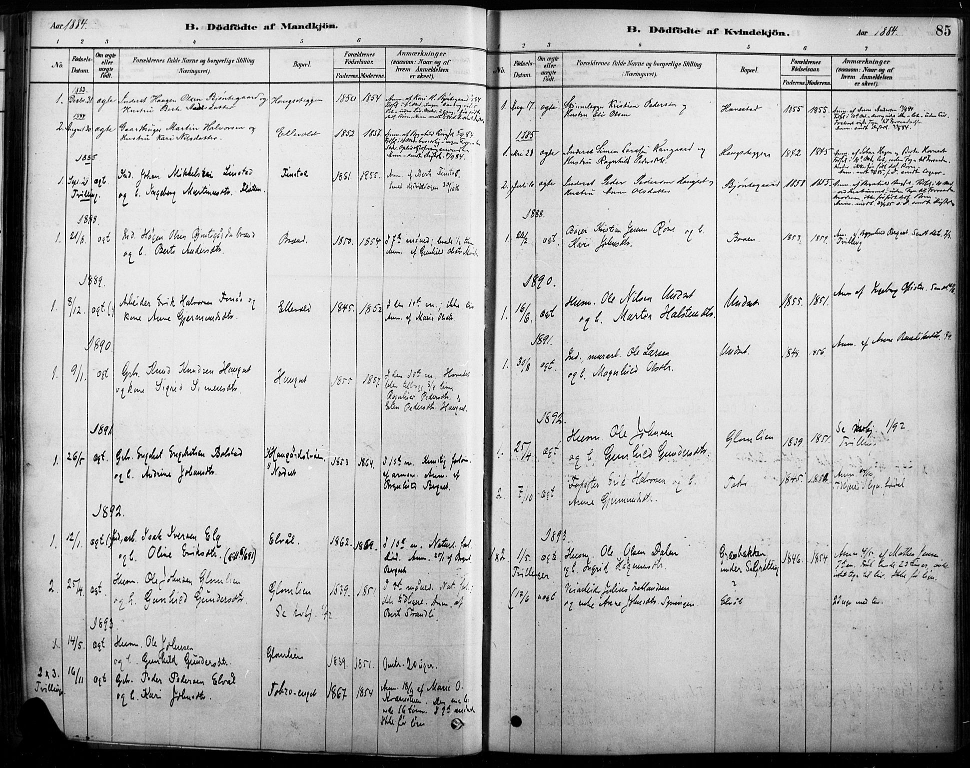 Rendalen prestekontor, SAH/PREST-054/H/Ha/Haa/L0009: Parish register (official) no. 9, 1878-1901, p. 85