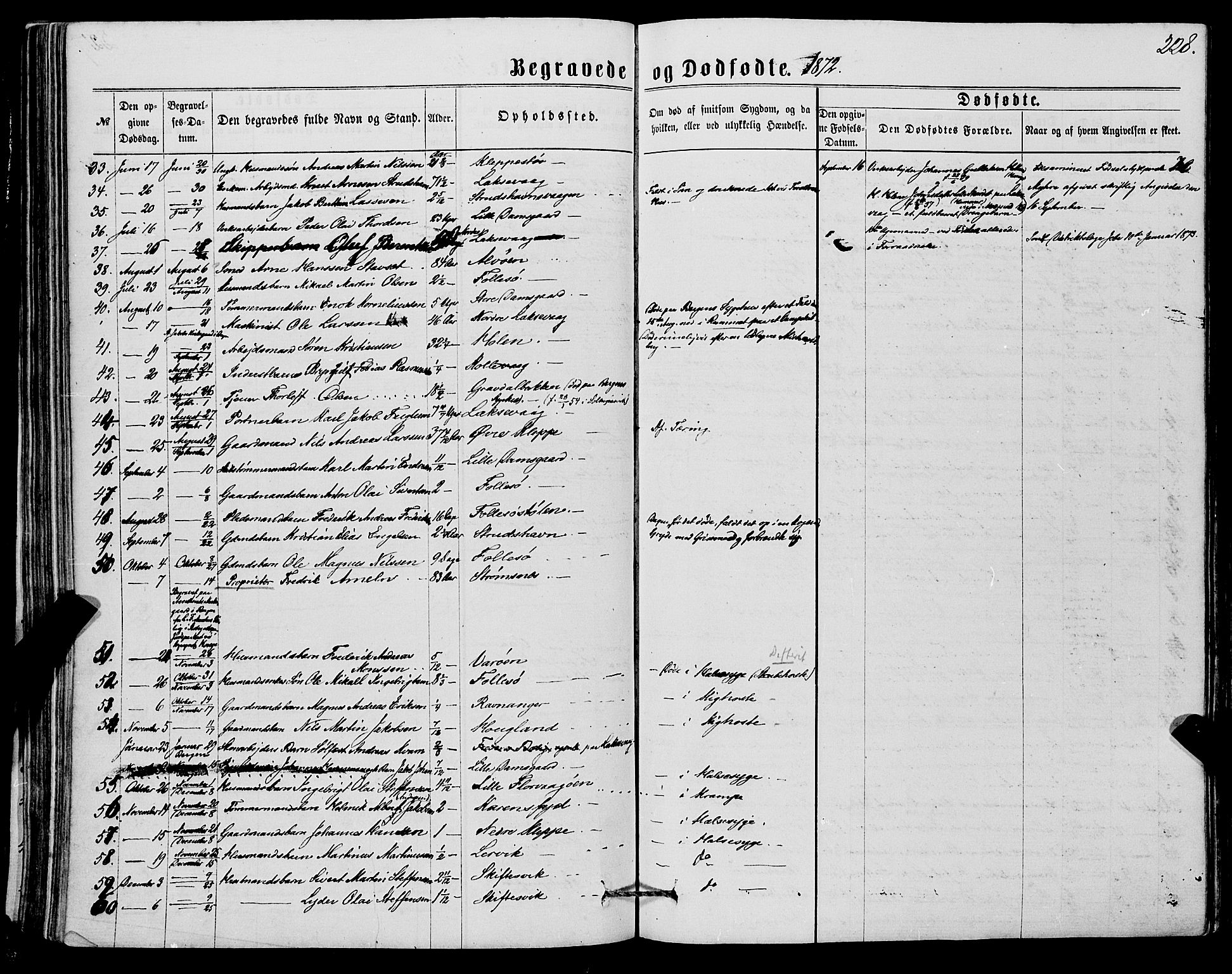 Askøy Sokneprestembete, SAB/A-74101/H/Ha/Haa/Haaa/L0009: Parish register (official) no. A 9, 1863-1877, p. 228