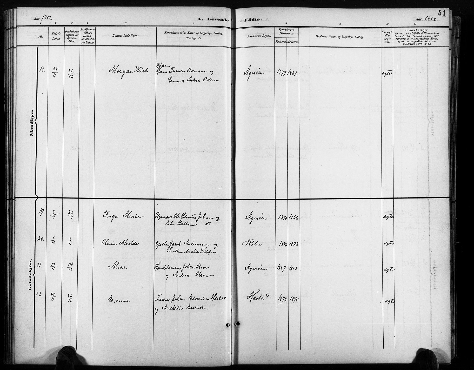 Høvåg sokneprestkontor, AV/SAK-1111-0025/F/Fb/L0005: Parish register (copy) no. B 5, 1898-1929, p. 41