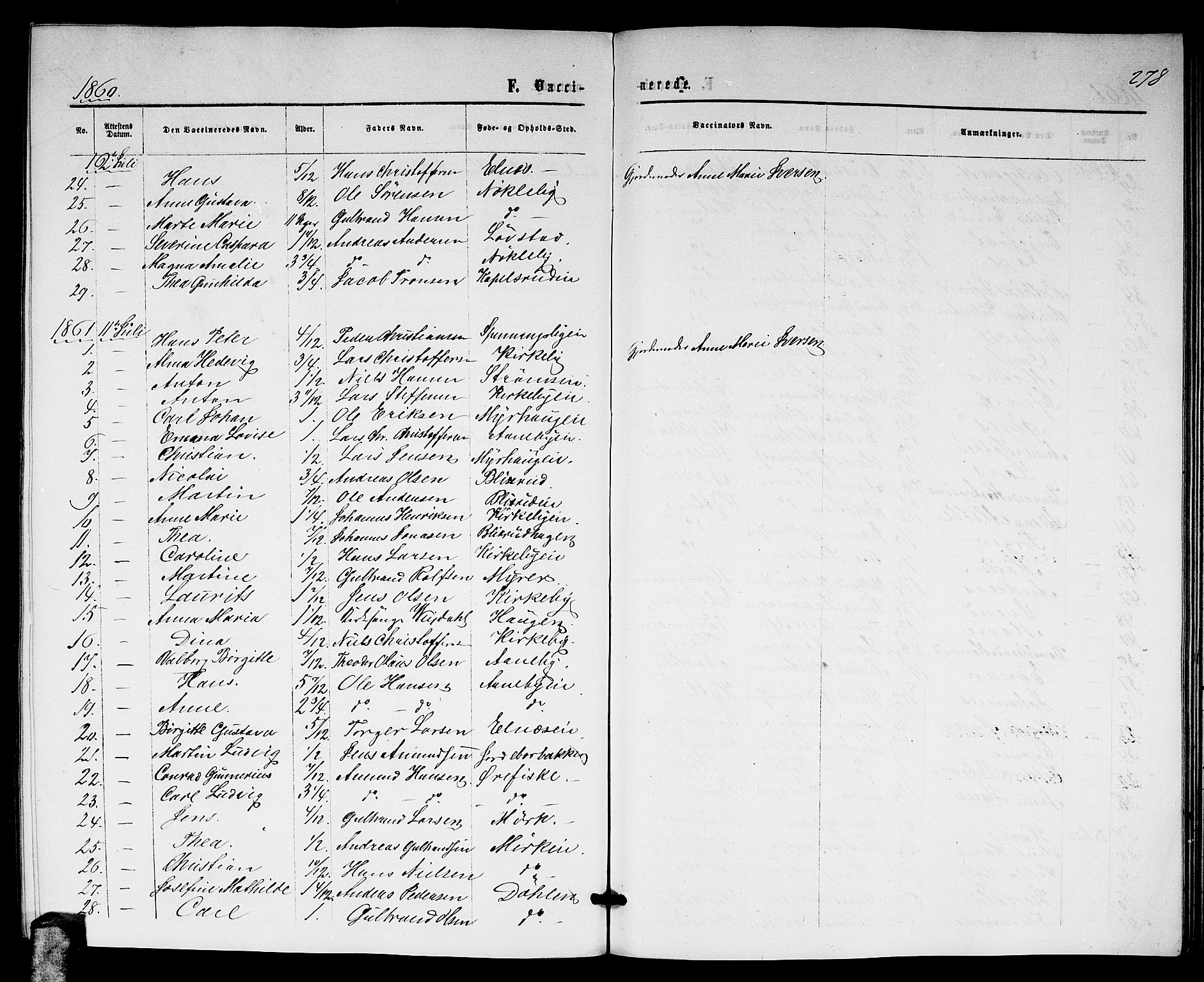 Nittedal prestekontor Kirkebøker, SAO/A-10365a/G/Gb/L0001: Parish register (copy) no. II 1, 1859-1878, p. 278