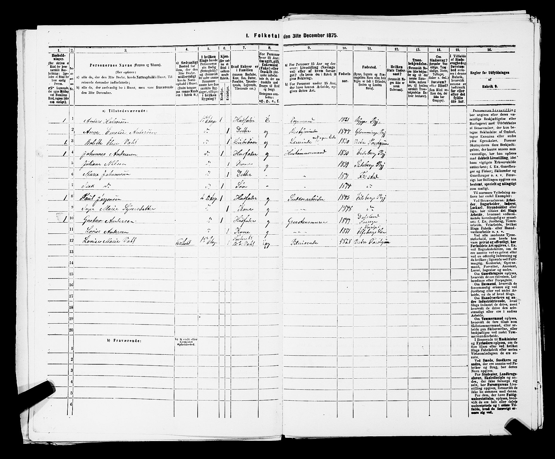 RA, 1875 census for 0103B Fredrikstad/Fredrikstad, 1875, p. 341