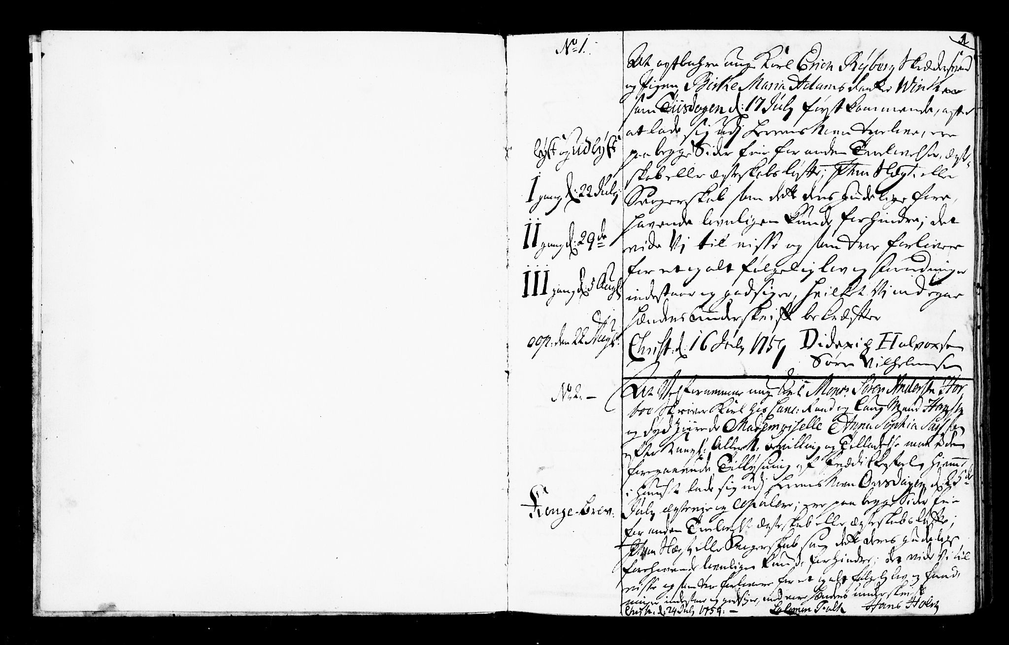 Oslo domkirke Kirkebøker, SAO/A-10752/L/La/L0008: Best man's statements no. 8, 1759-1769, p. 1